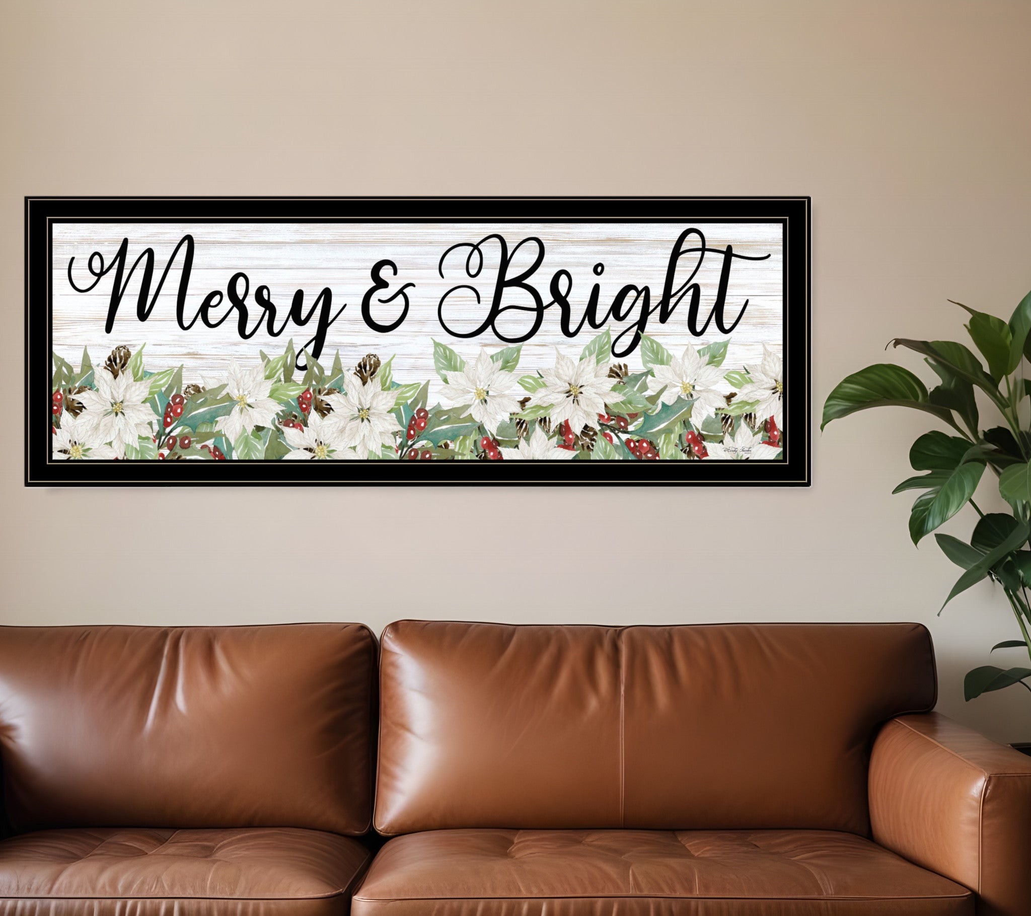 Merry and Bright Black Framed Print Wall Art