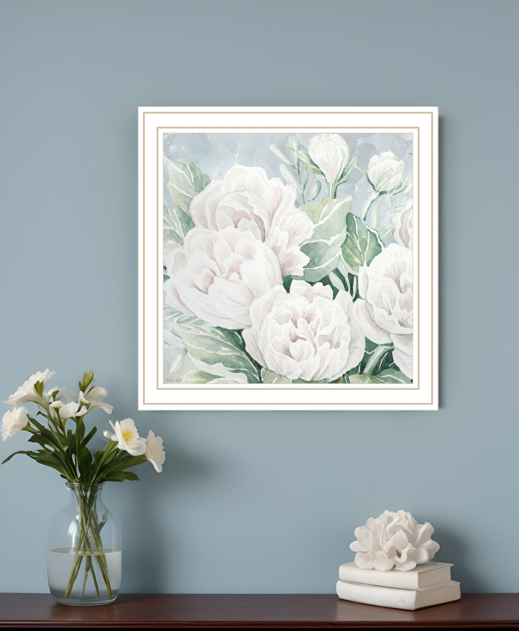 Peaceful Peonies In Full Bloom Black Framed Print Wall Art