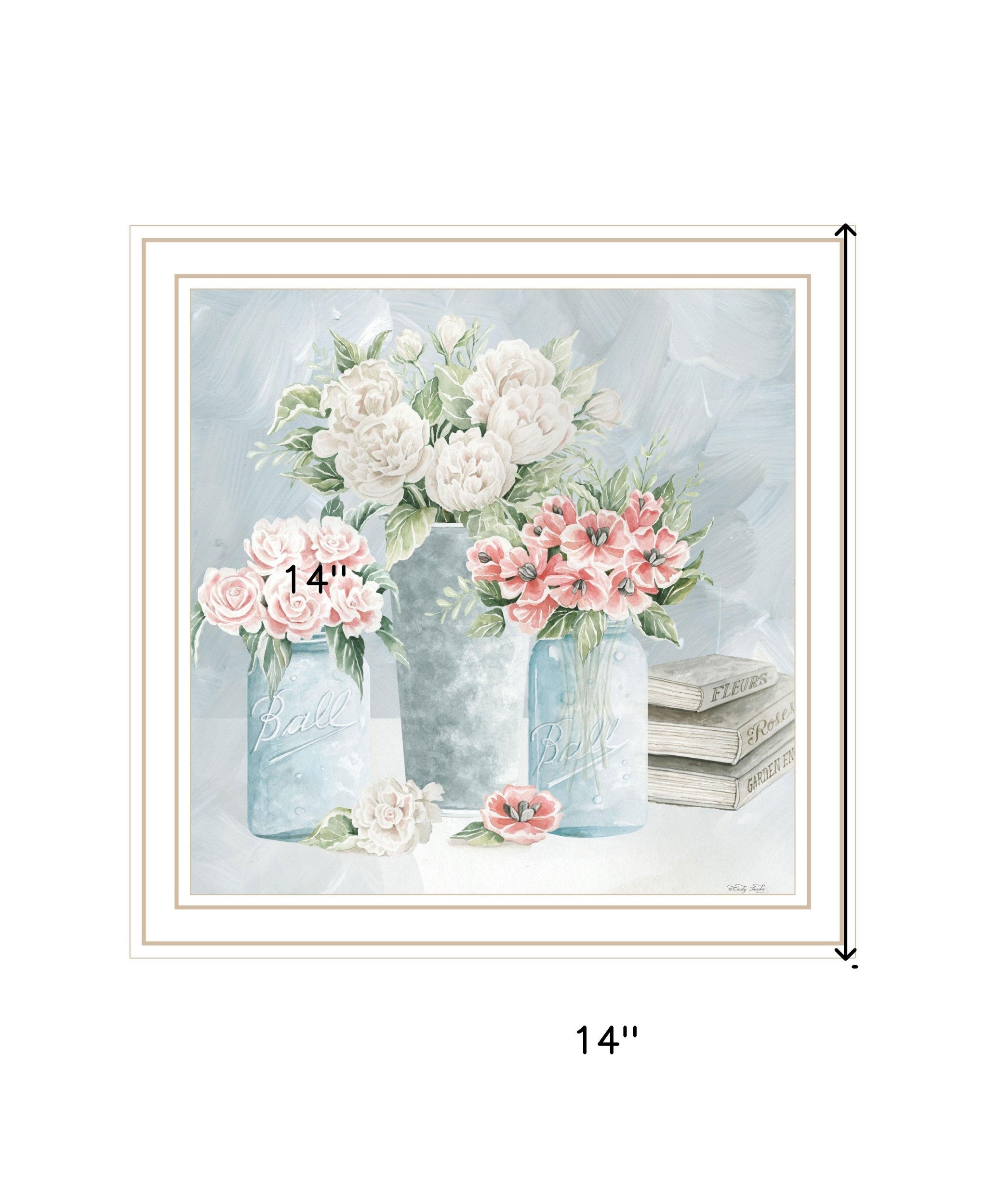 Pastel Peonies Pretties White Framed Print Wall Art