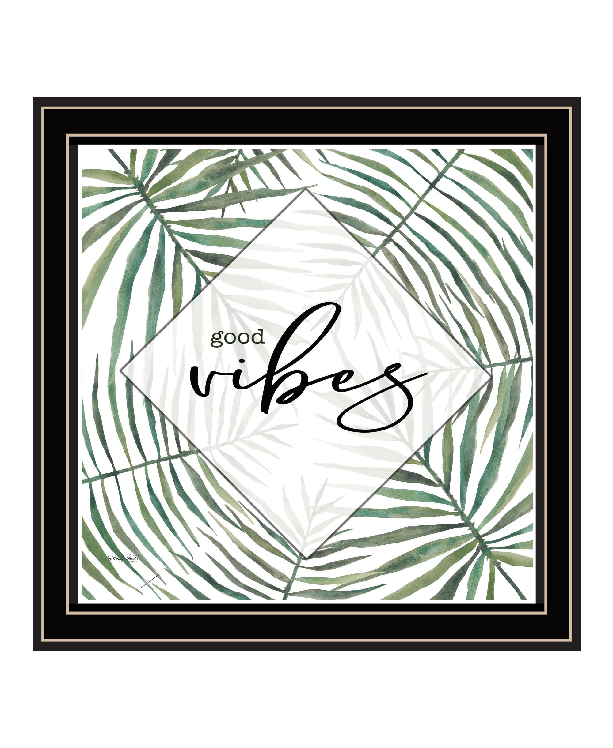 GOOD VIBES Black Framed Print Wall Art