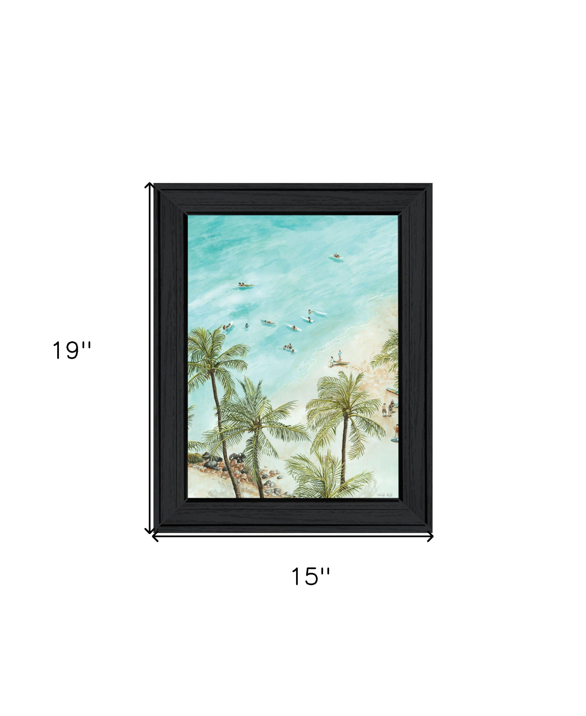 SURFING FROM AFAR Black Framed Print Wall Art