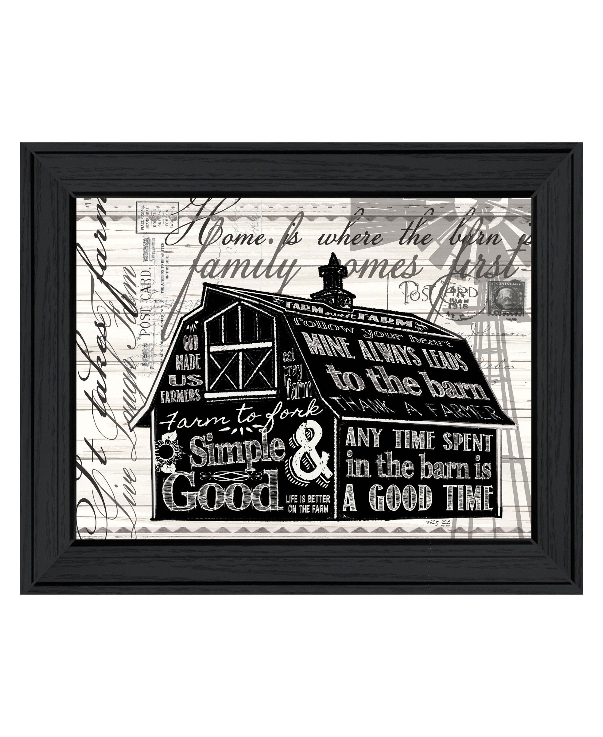 SIMPLE & GOOD BARN Black Framed Print Wall Art