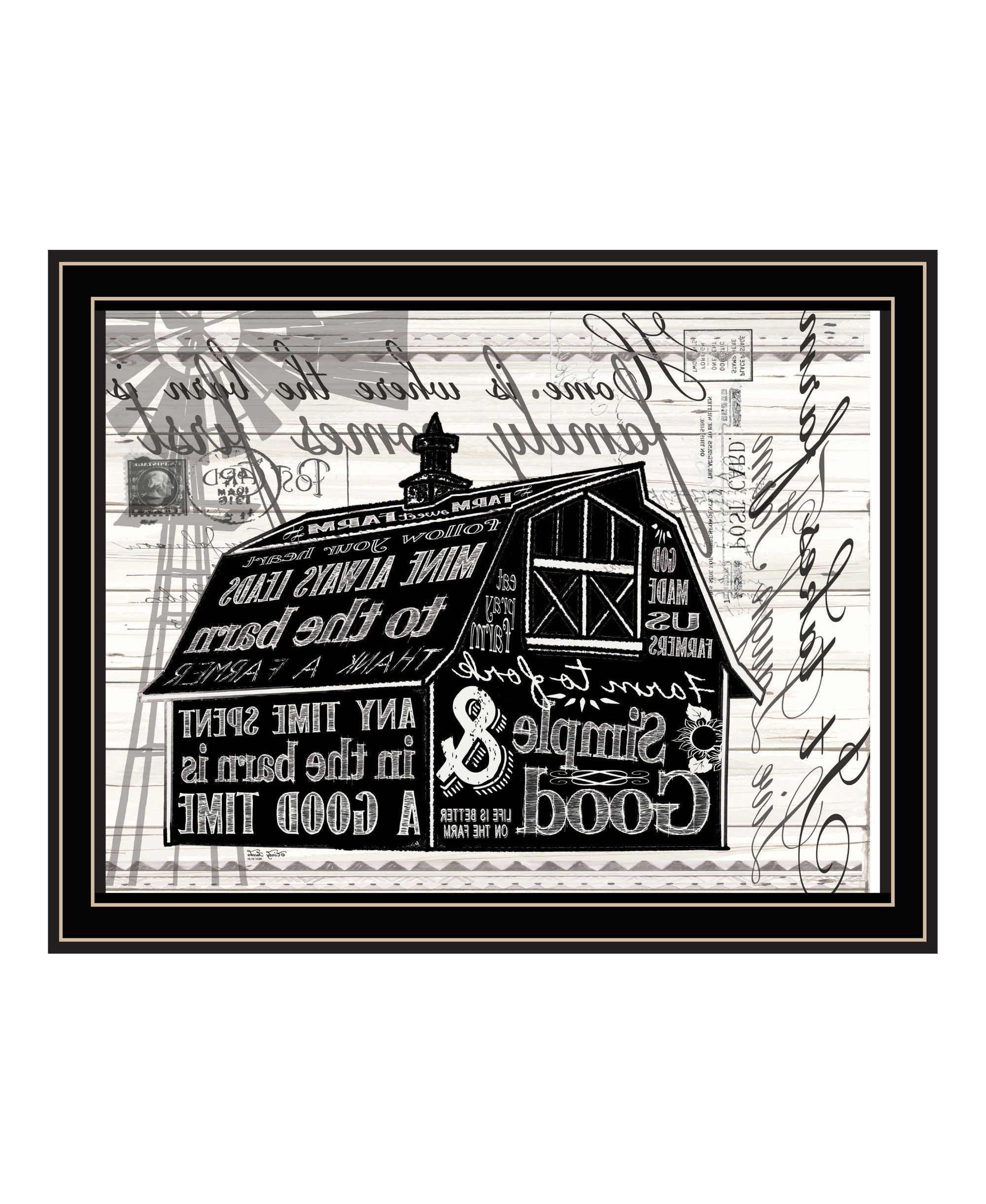 SIMPLE & GOOD BARN Black Framed Print Wall Art