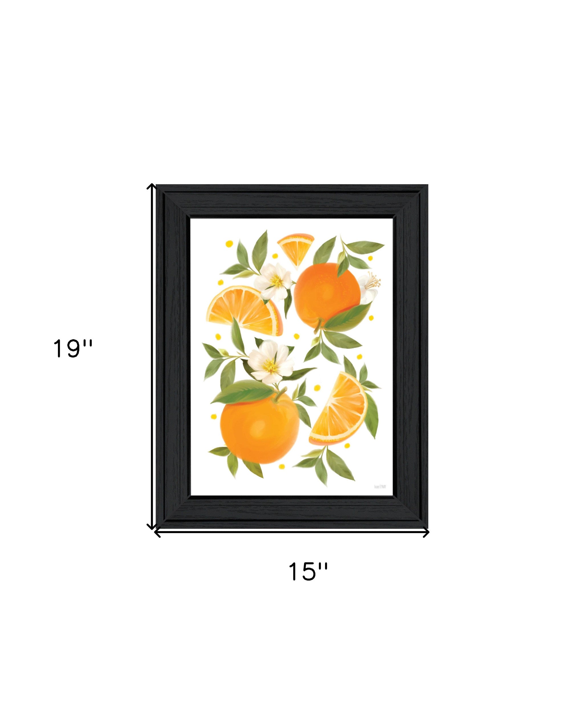 Citrus Orange Botanical Black Framed Print Wall Art