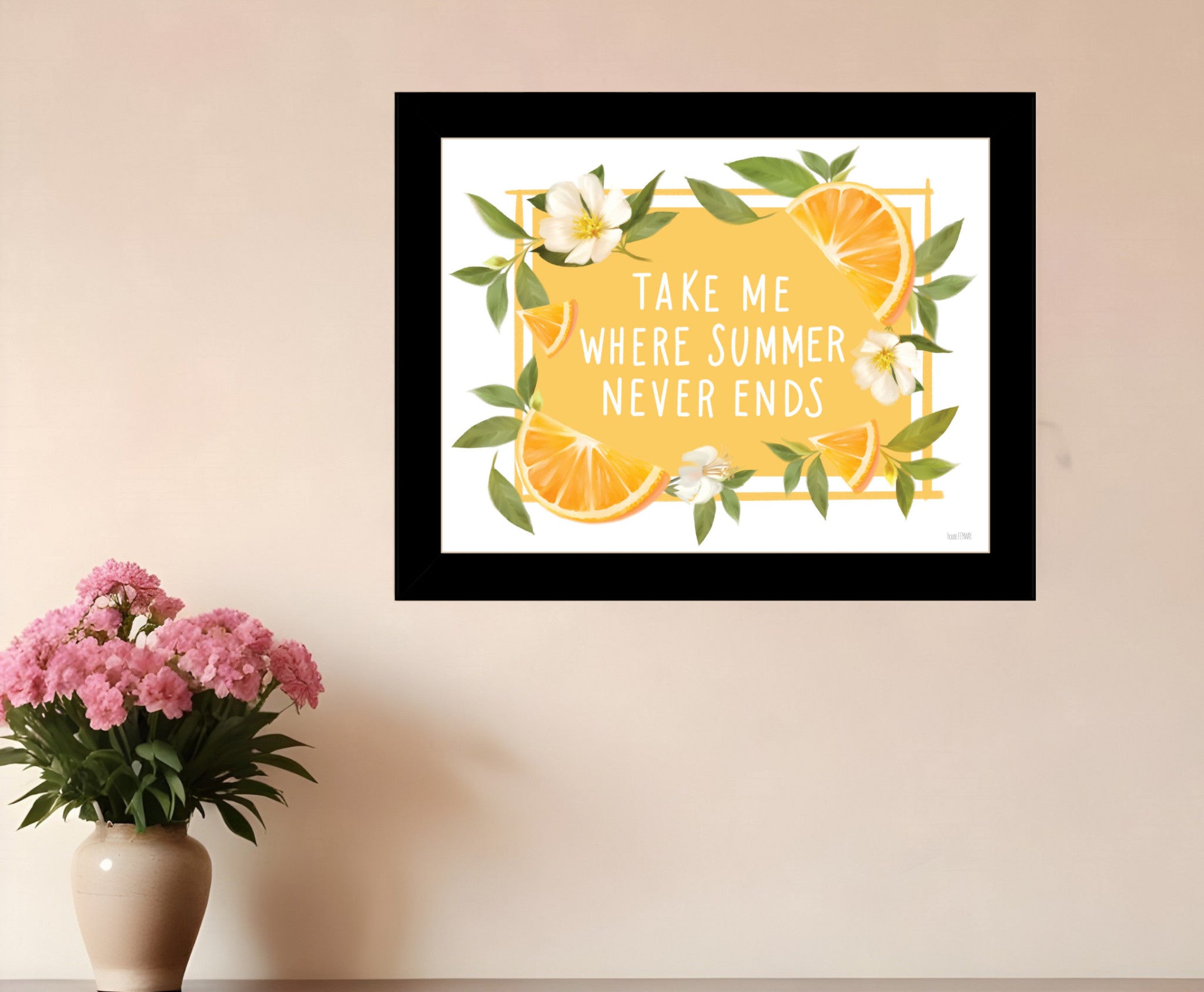 Take Me Where Summer Never Ends Black Framed Print Wall Art