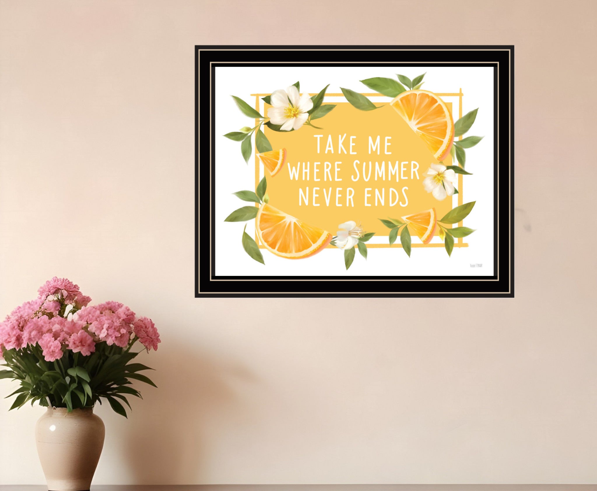 Take Me Where Summer Never Ends Black Framed Print Wall Art