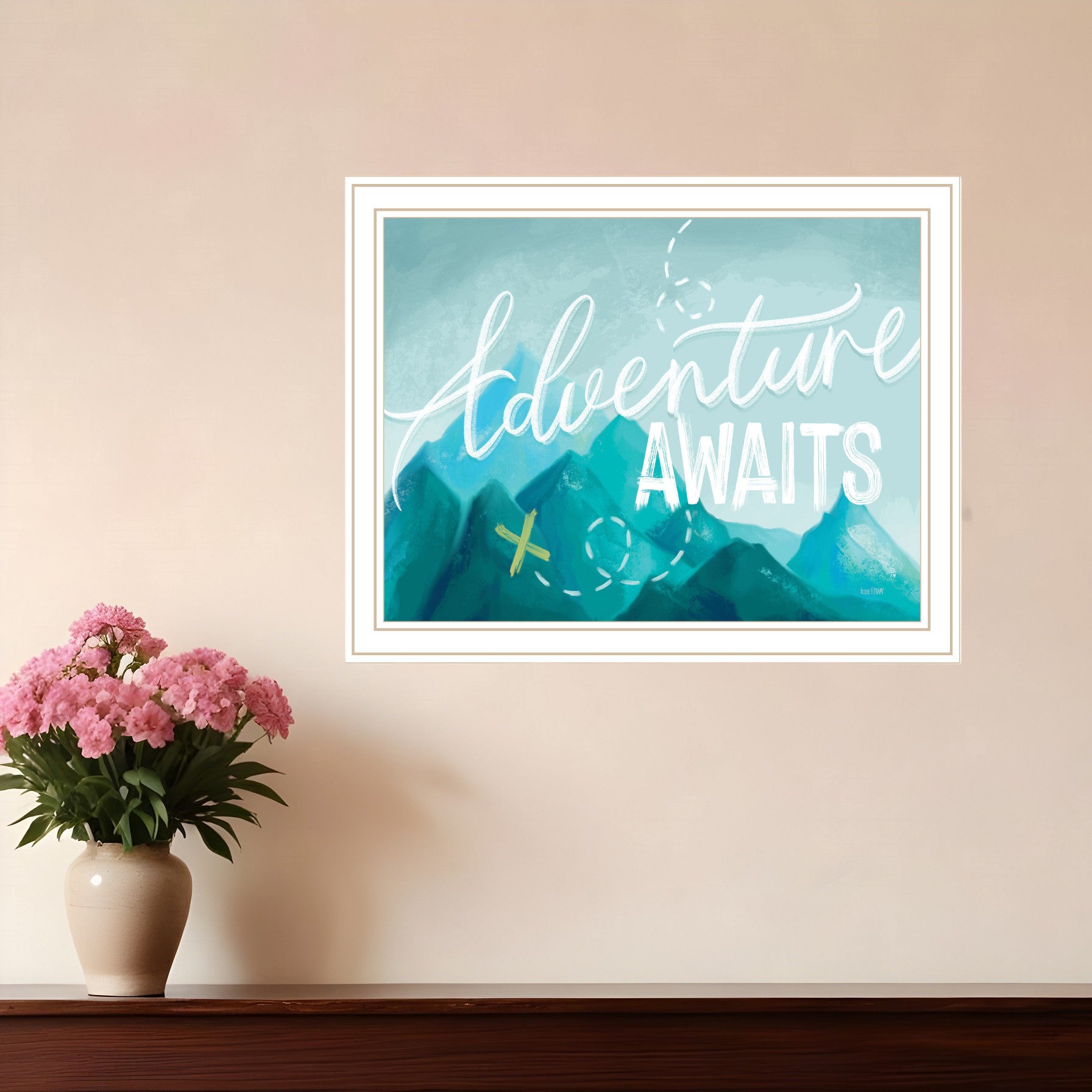 Adventure Awaits White Framed Print Wall Art