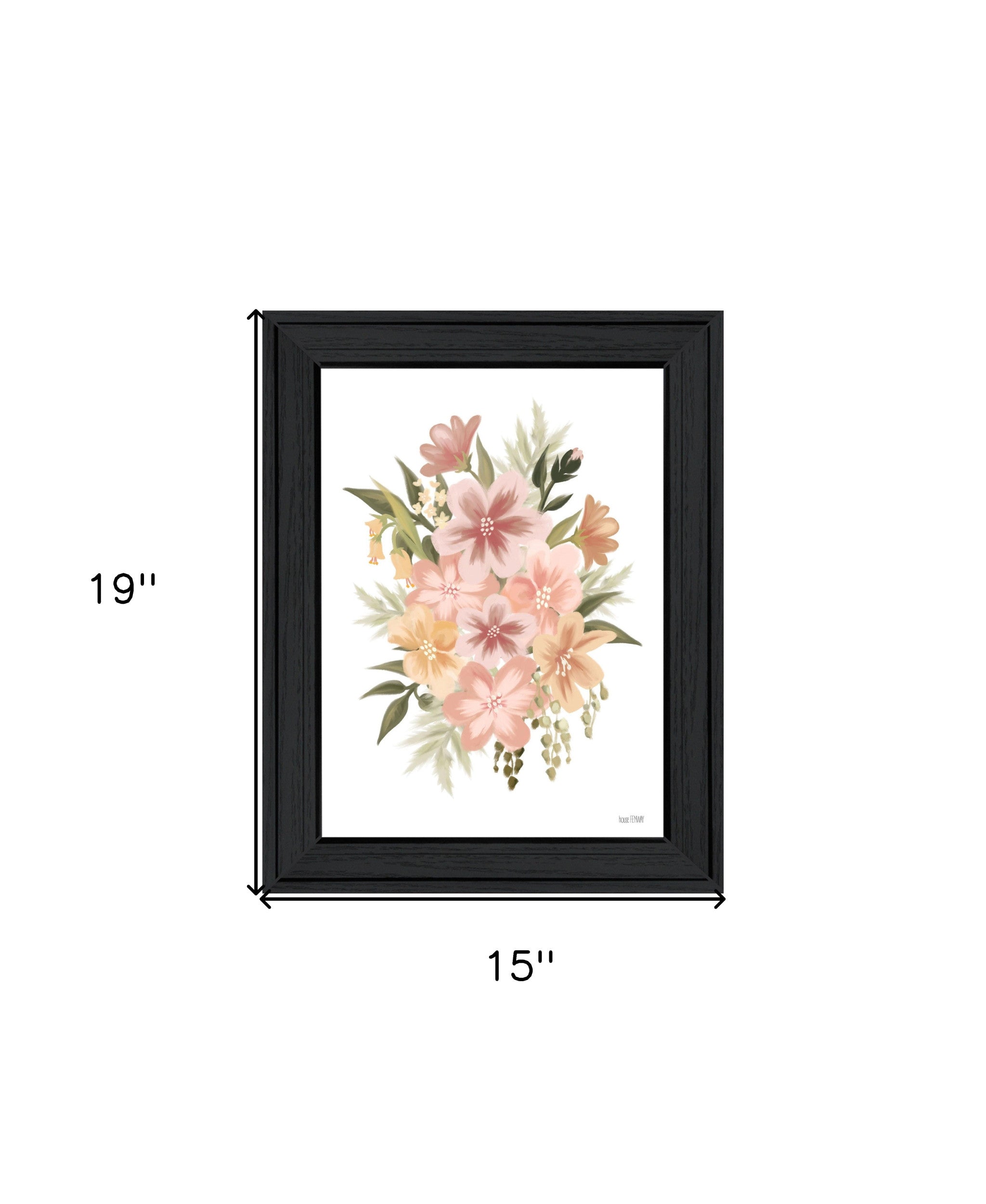 Peachy Petals Black Framed Print Wall Art