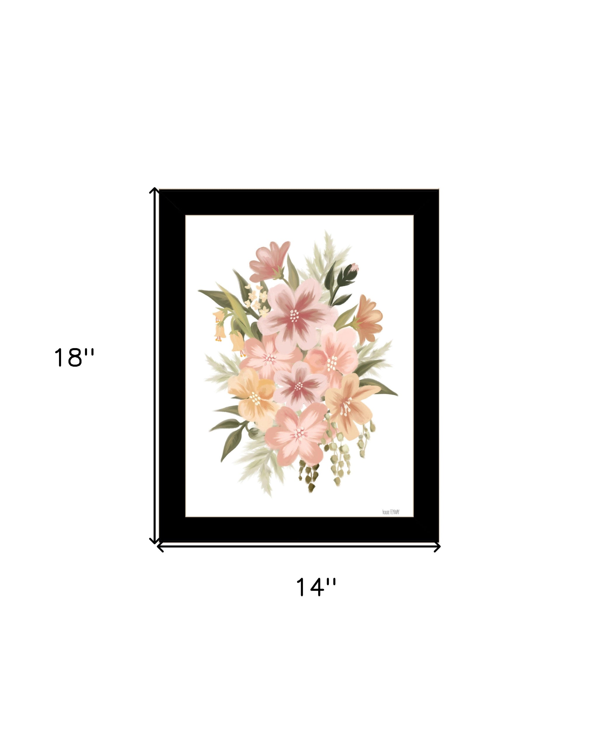 Peachy Petals Black Framed Print Wall Art