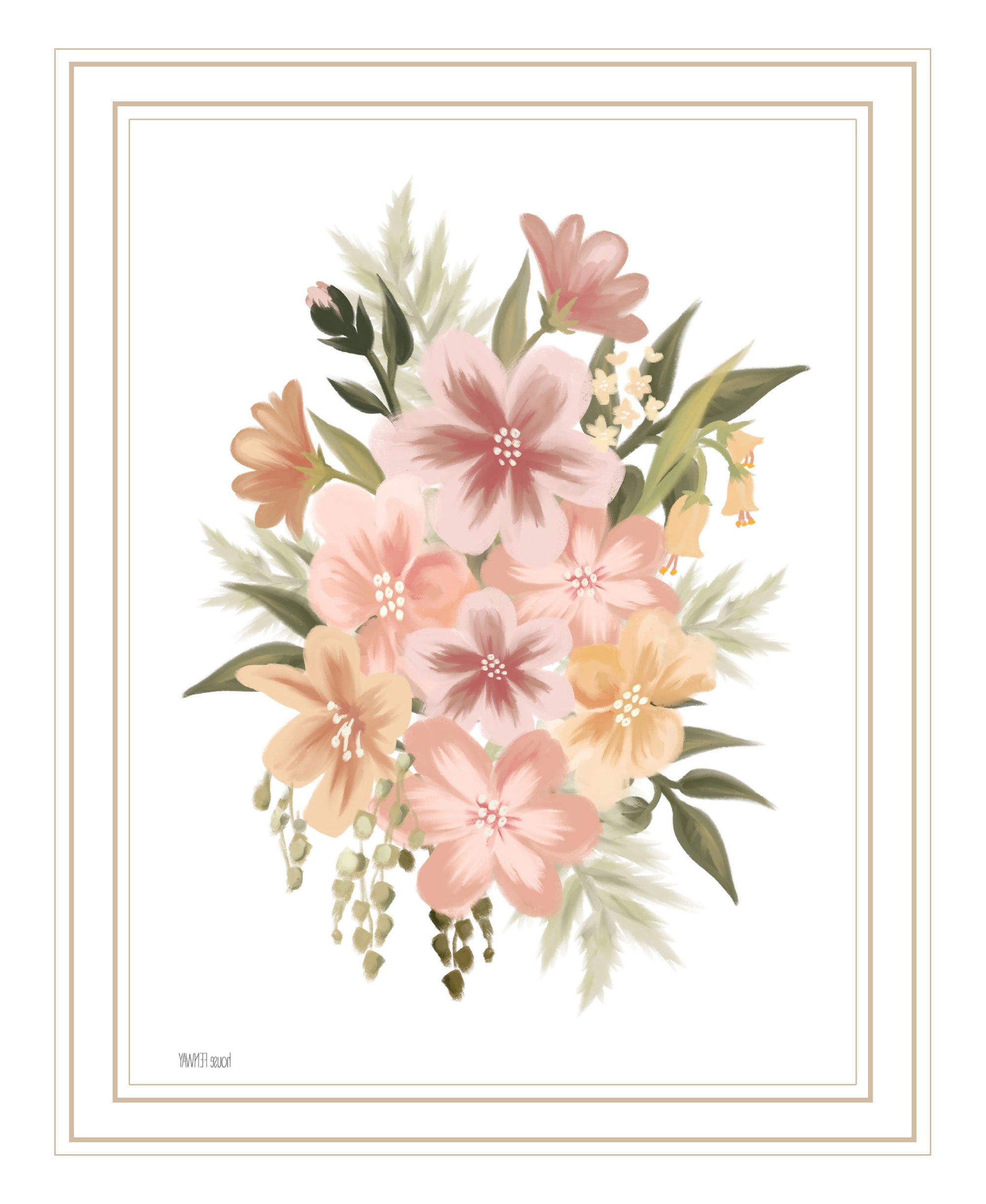 Peachy Petals Black Framed Print Wall Art