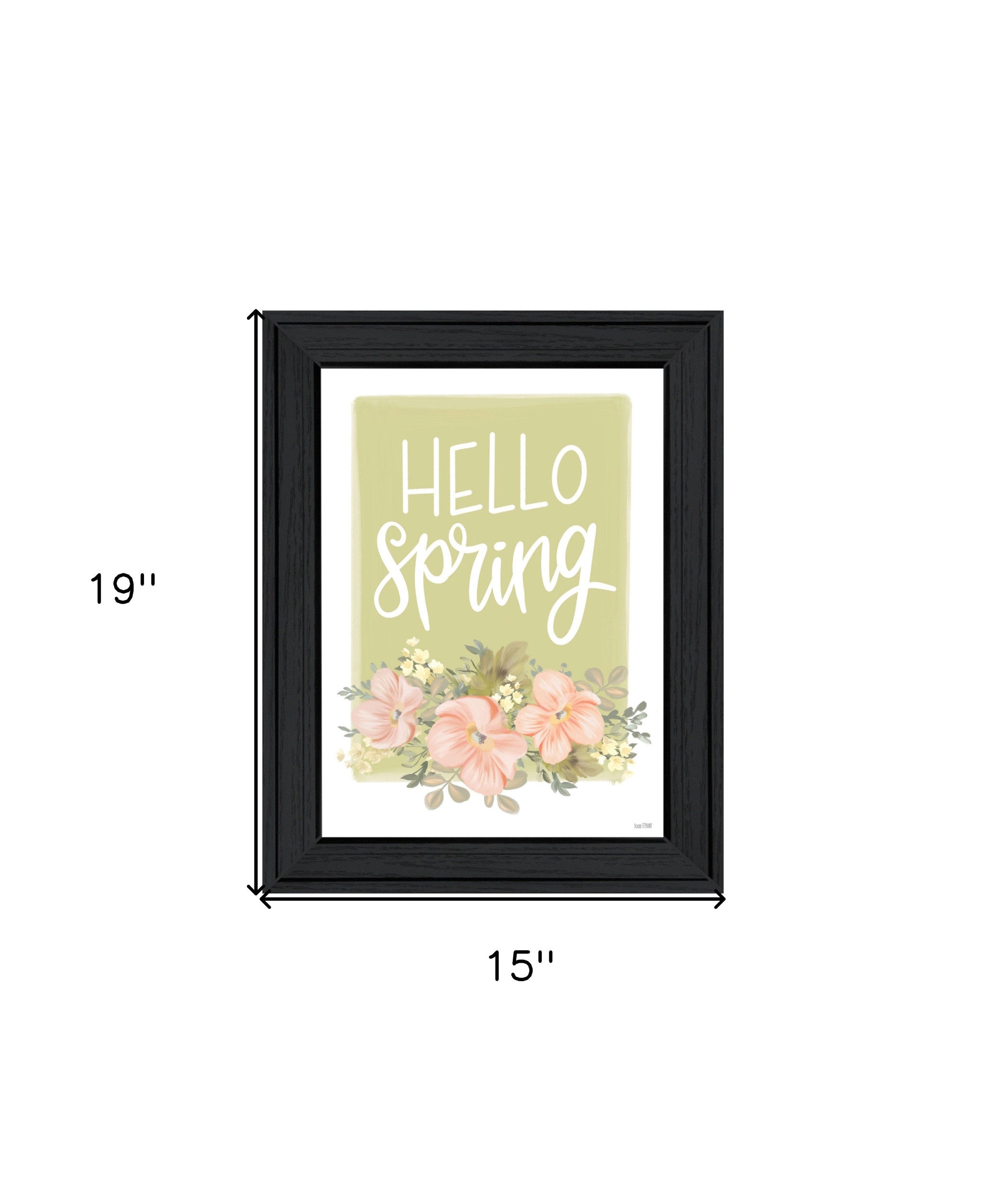 Hello Spring Floral Black Framed Print Wall Art