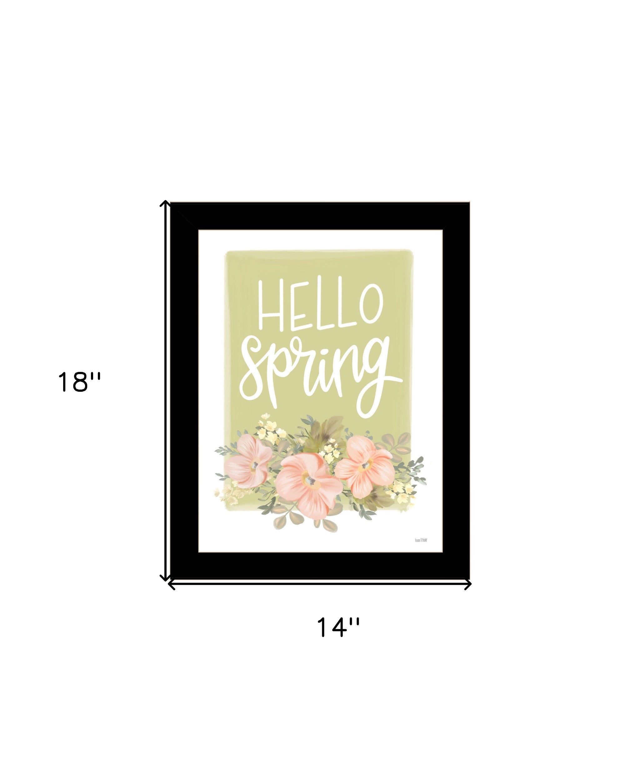 Hello Spring Floral Black Framed Print Wall Art