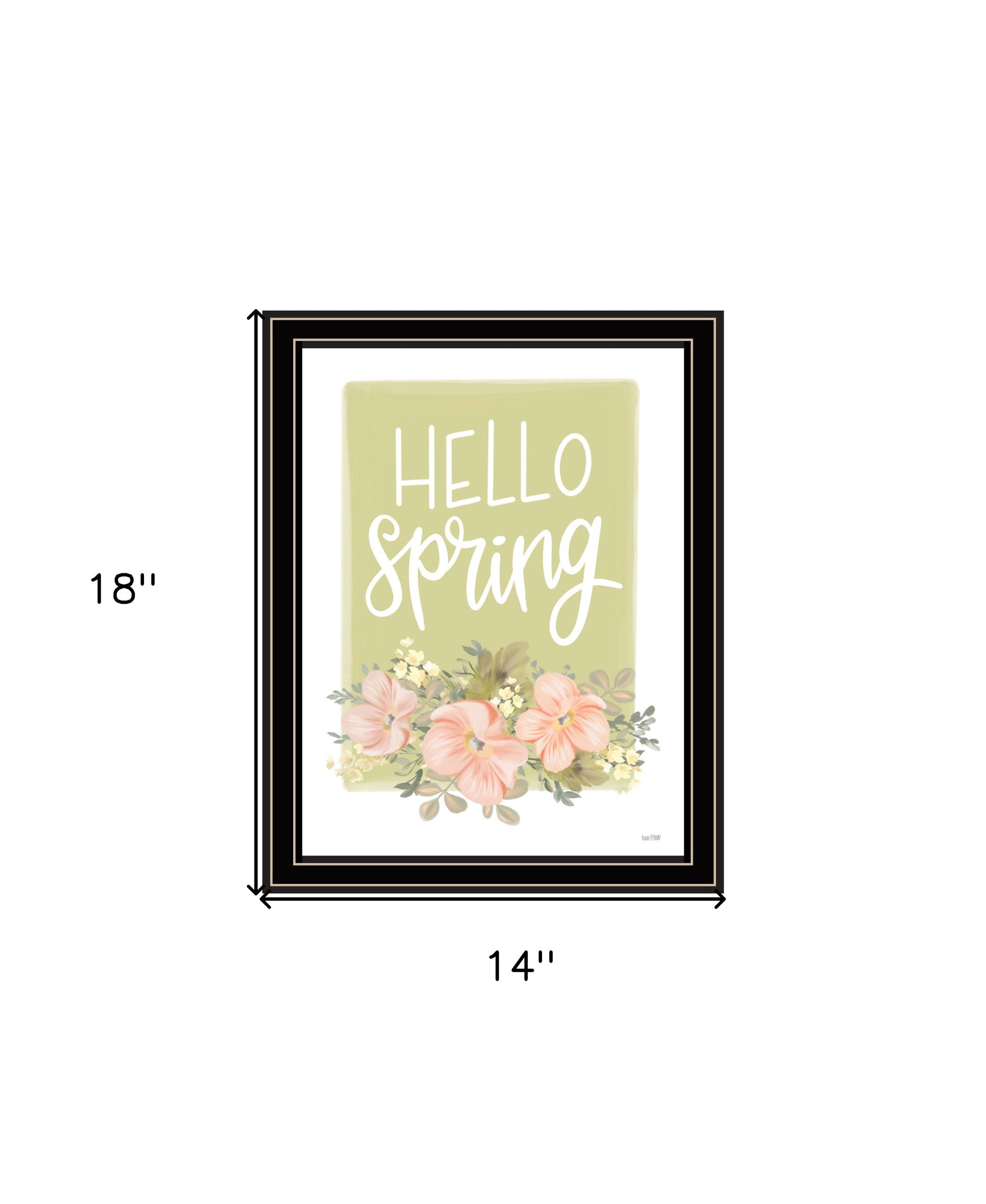 Hello Spring Floral Black Framed Print Wall Art