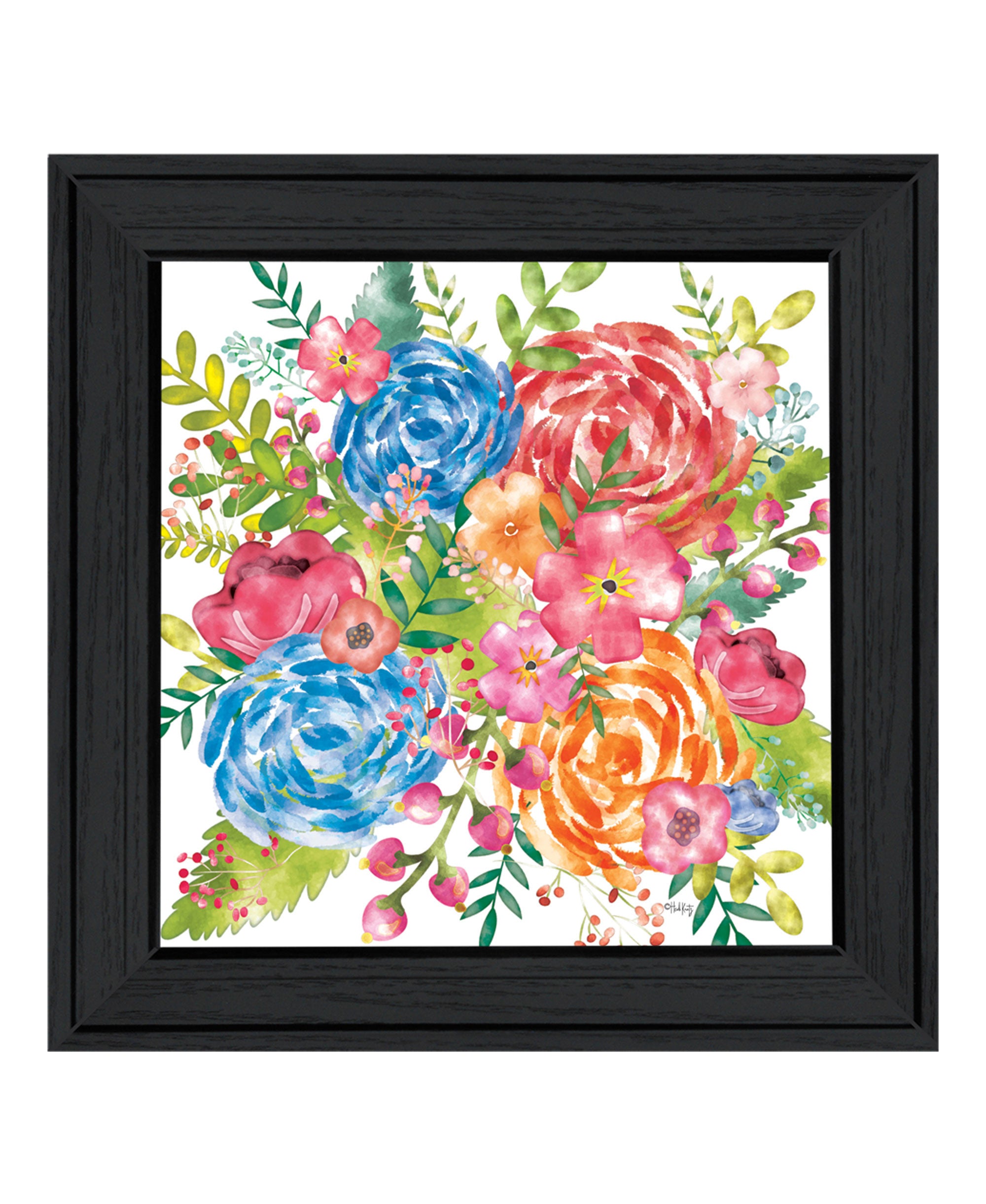 Spring Floral Black Framed Print Wall Art