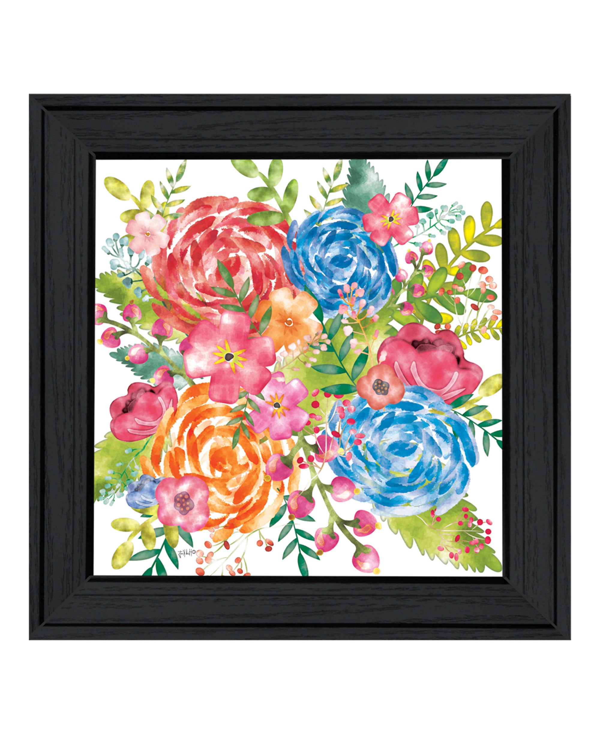 Spring Floral Black Framed Print Wall Art