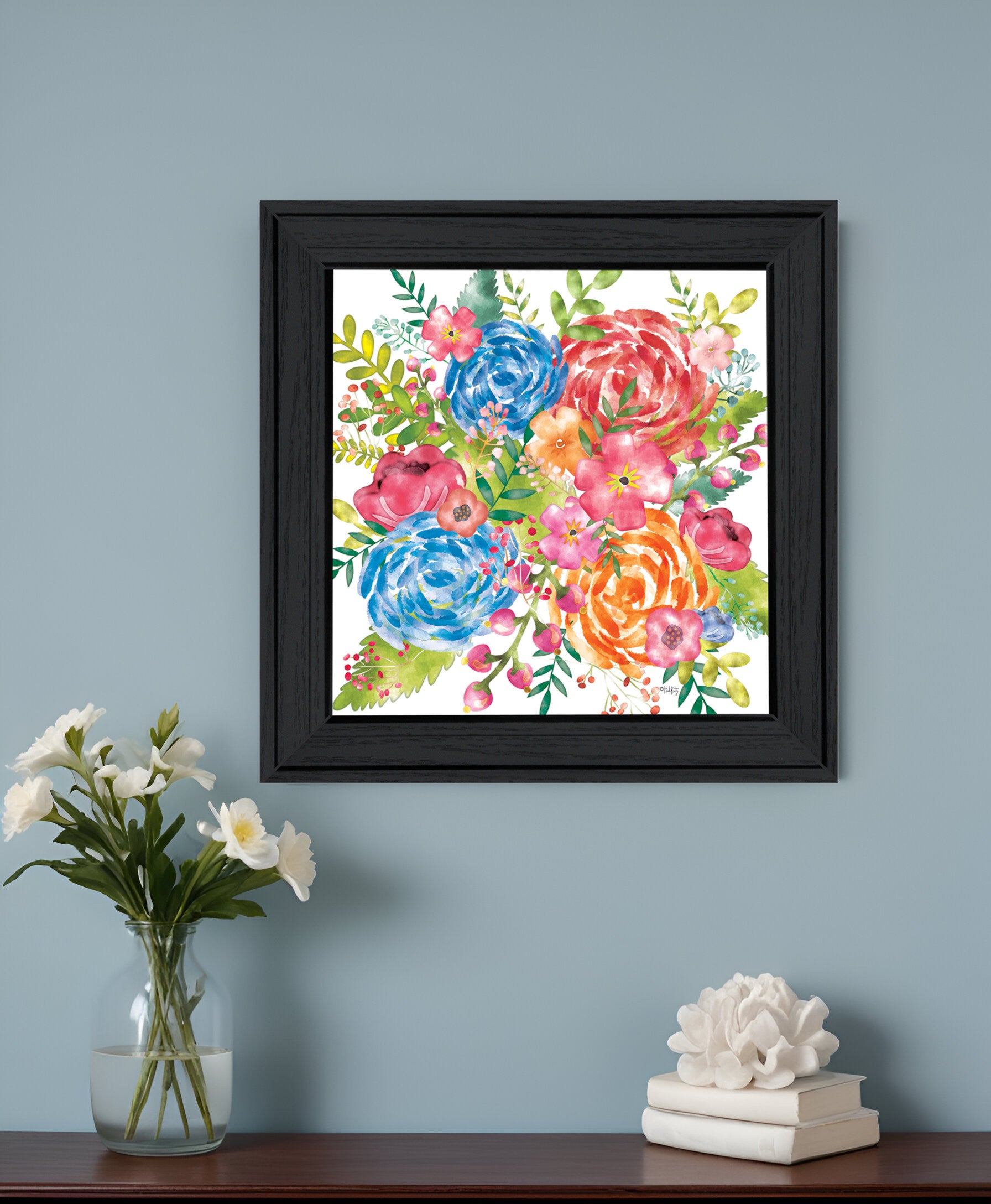 Spring Floral Black Framed Print Wall Art