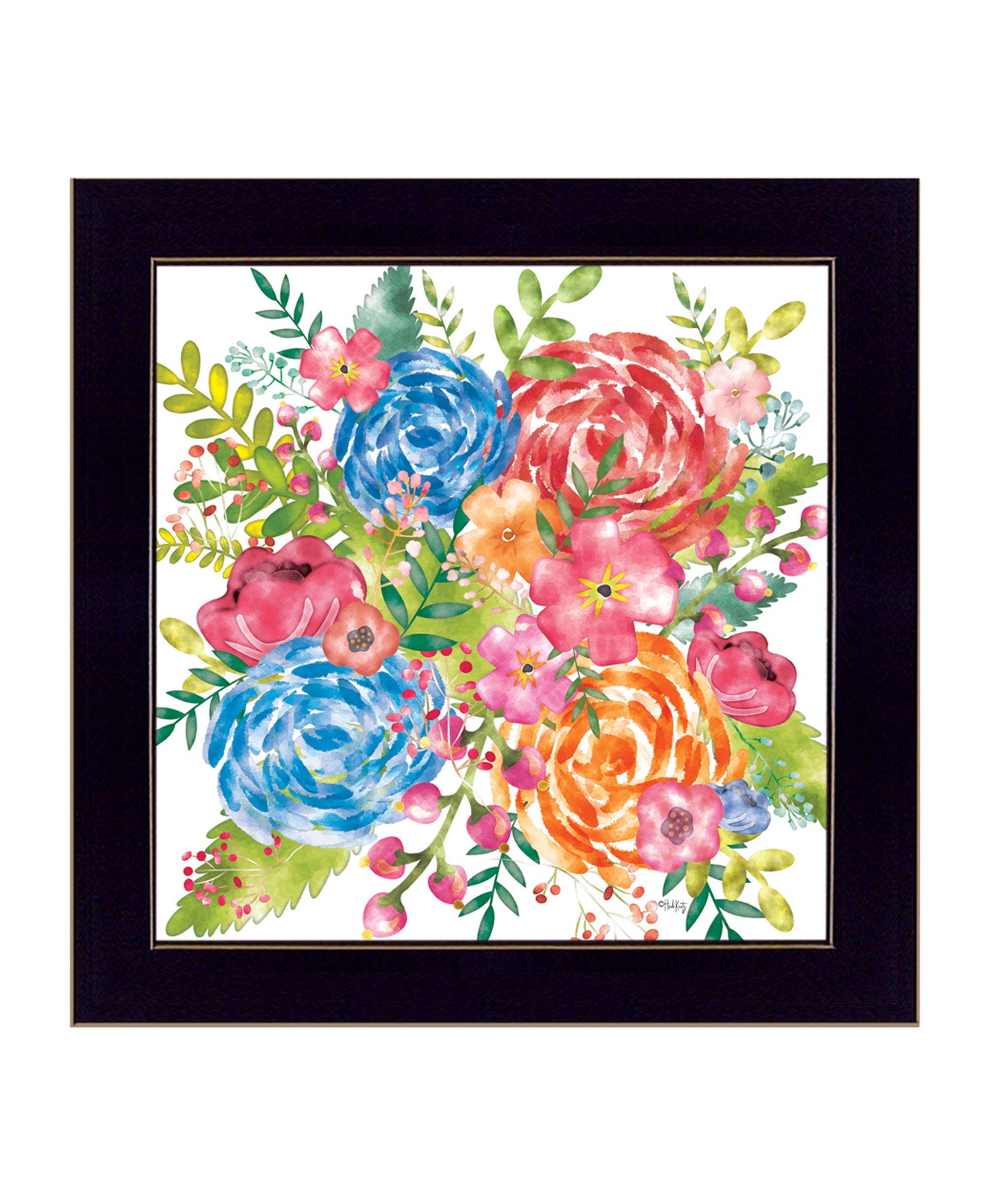 Spring Floral Black Framed Print Wall Art