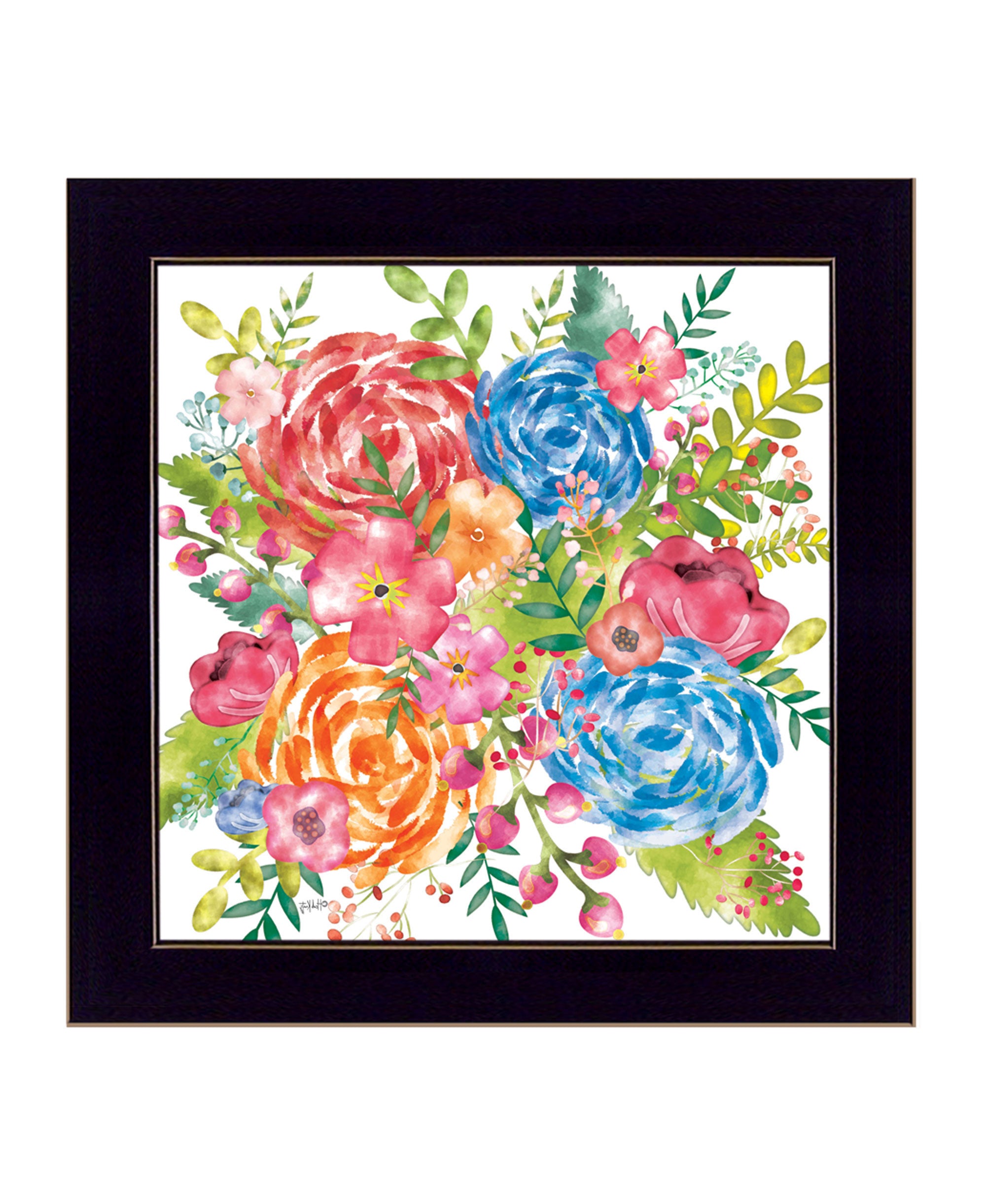 Spring Floral Black Framed Print Wall Art