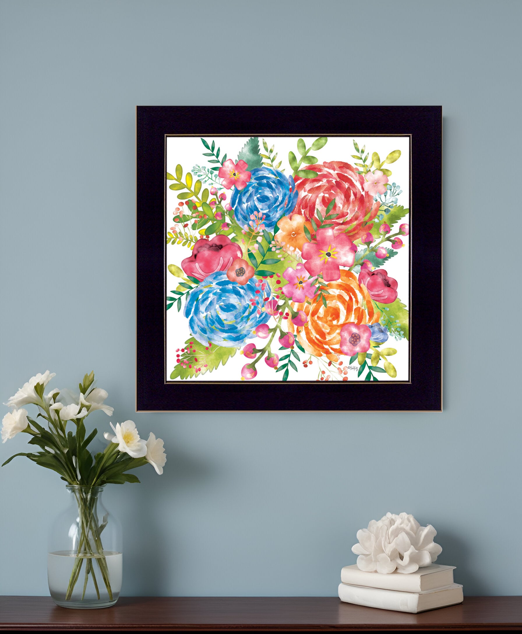 Spring Floral Black Framed Print Wall Art