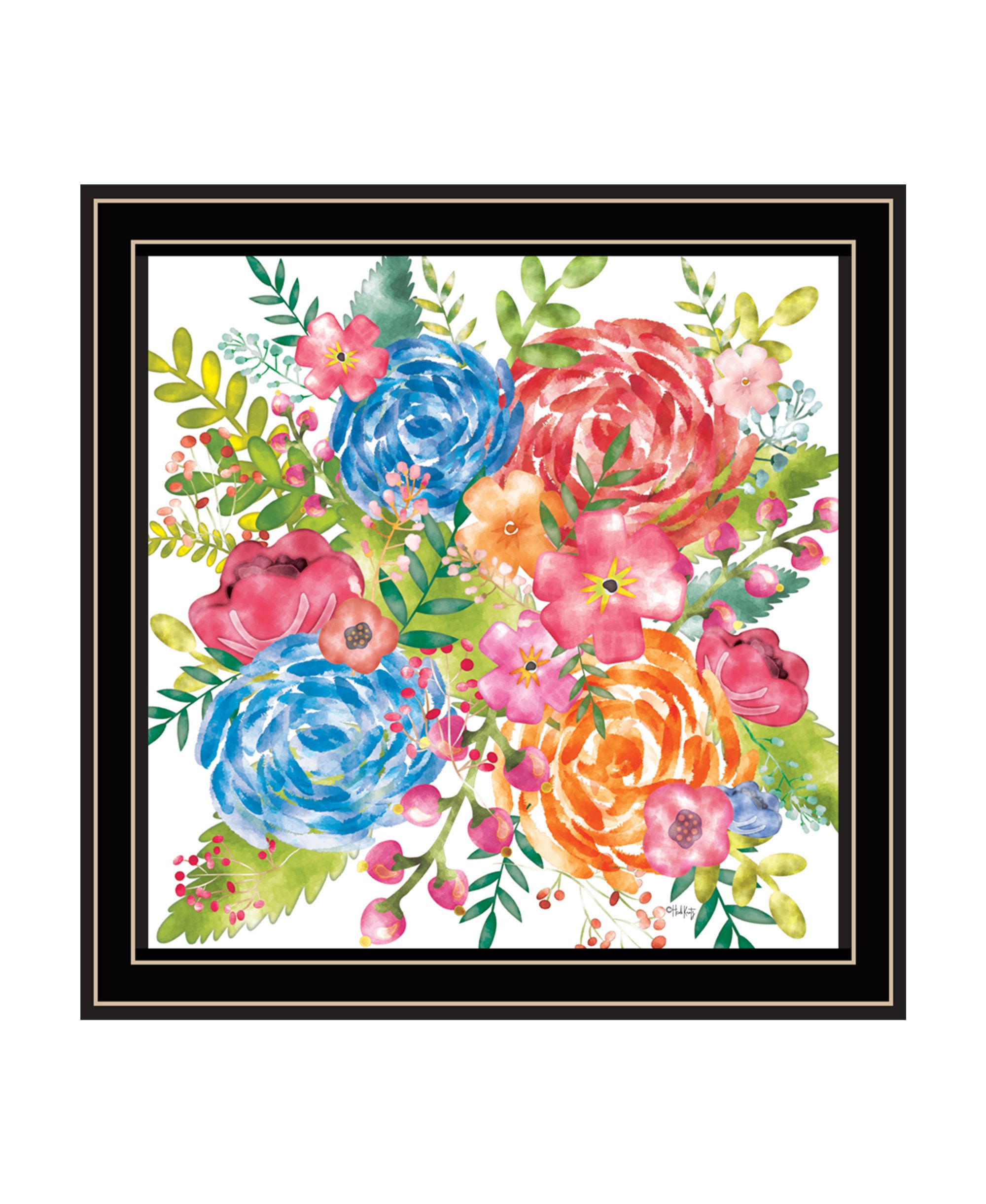 Spring Floral Black Framed Print Wall Art