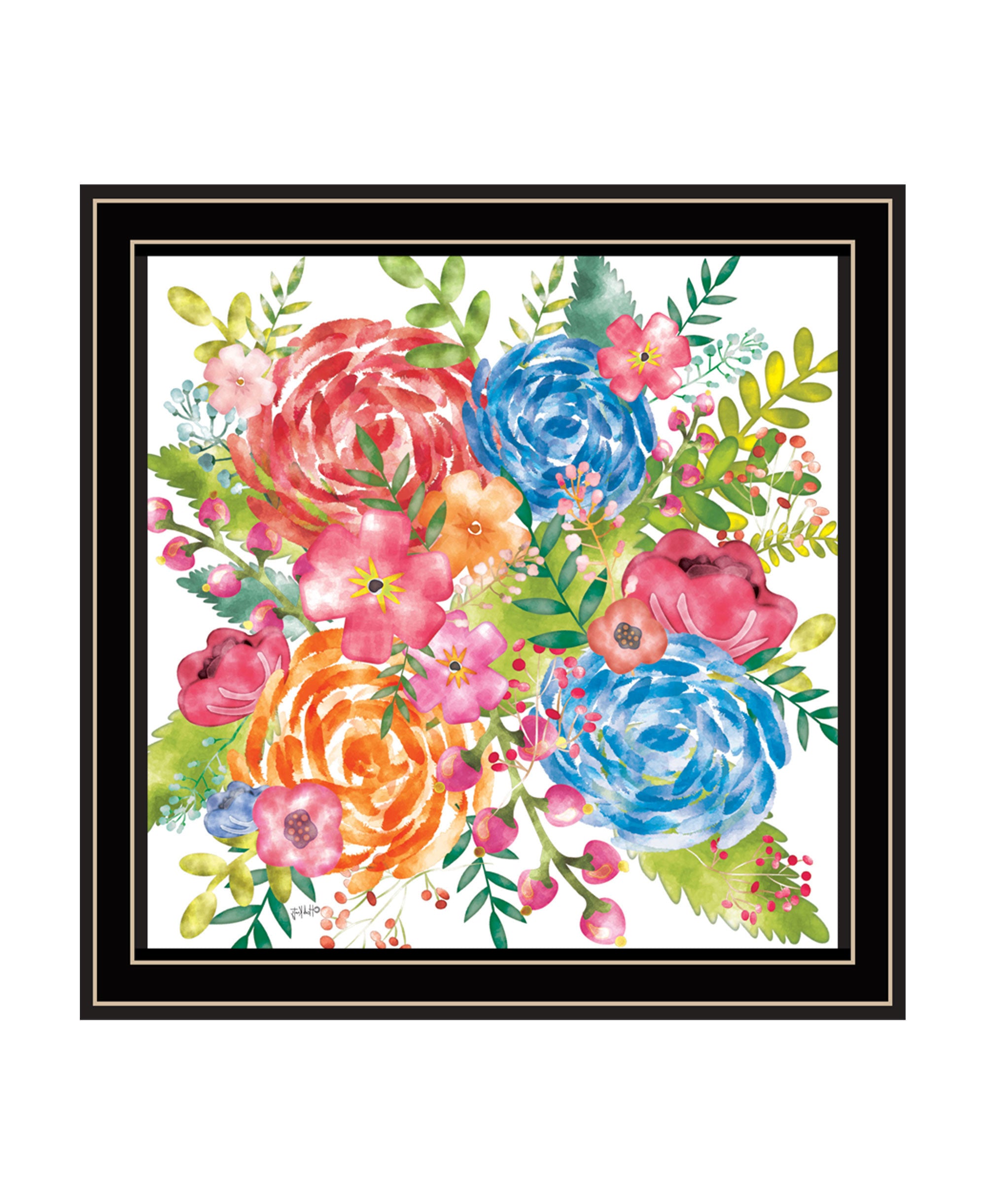 Spring Floral Black Framed Print Wall Art