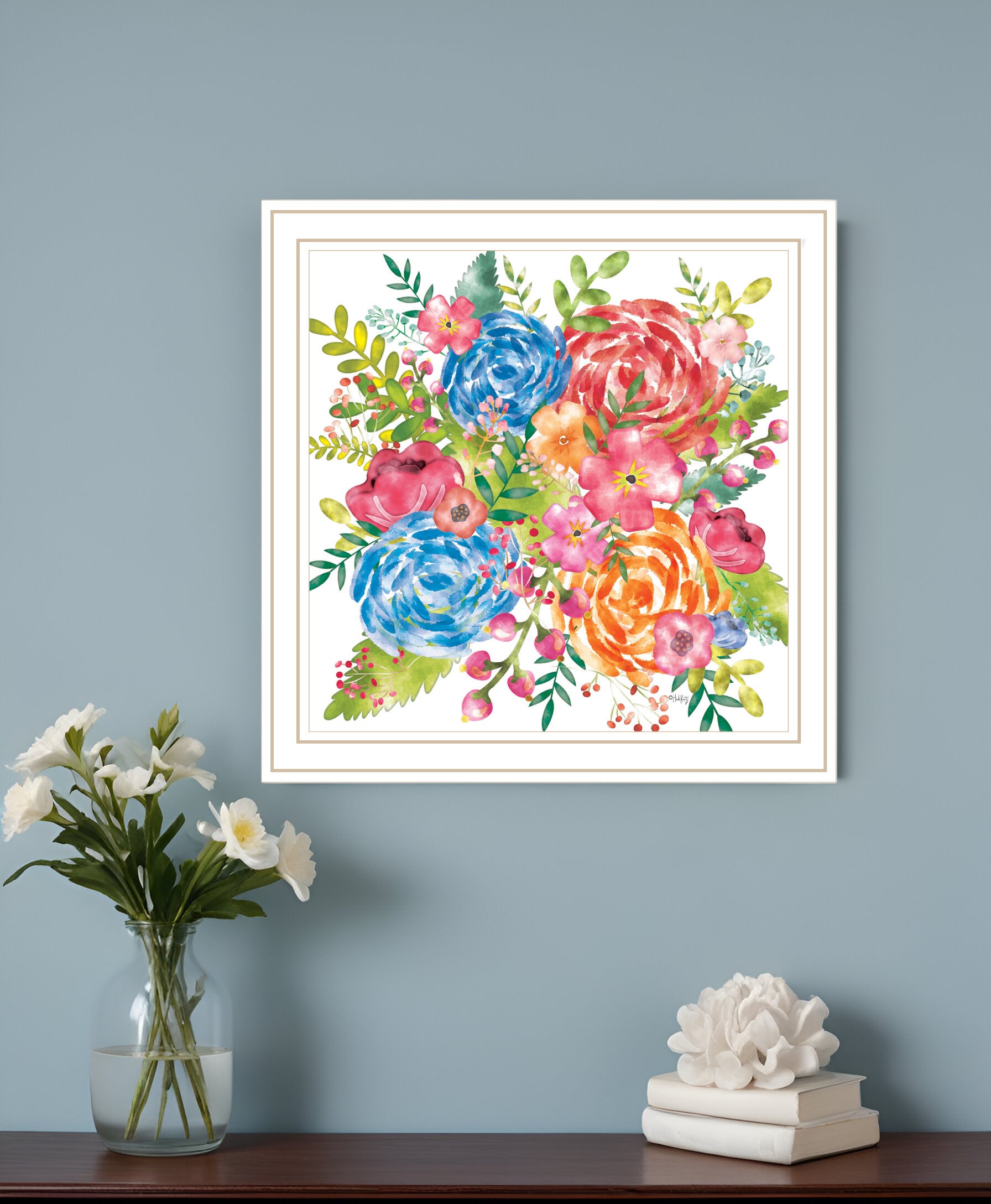 Spring Floral Black Framed Print Wall Art