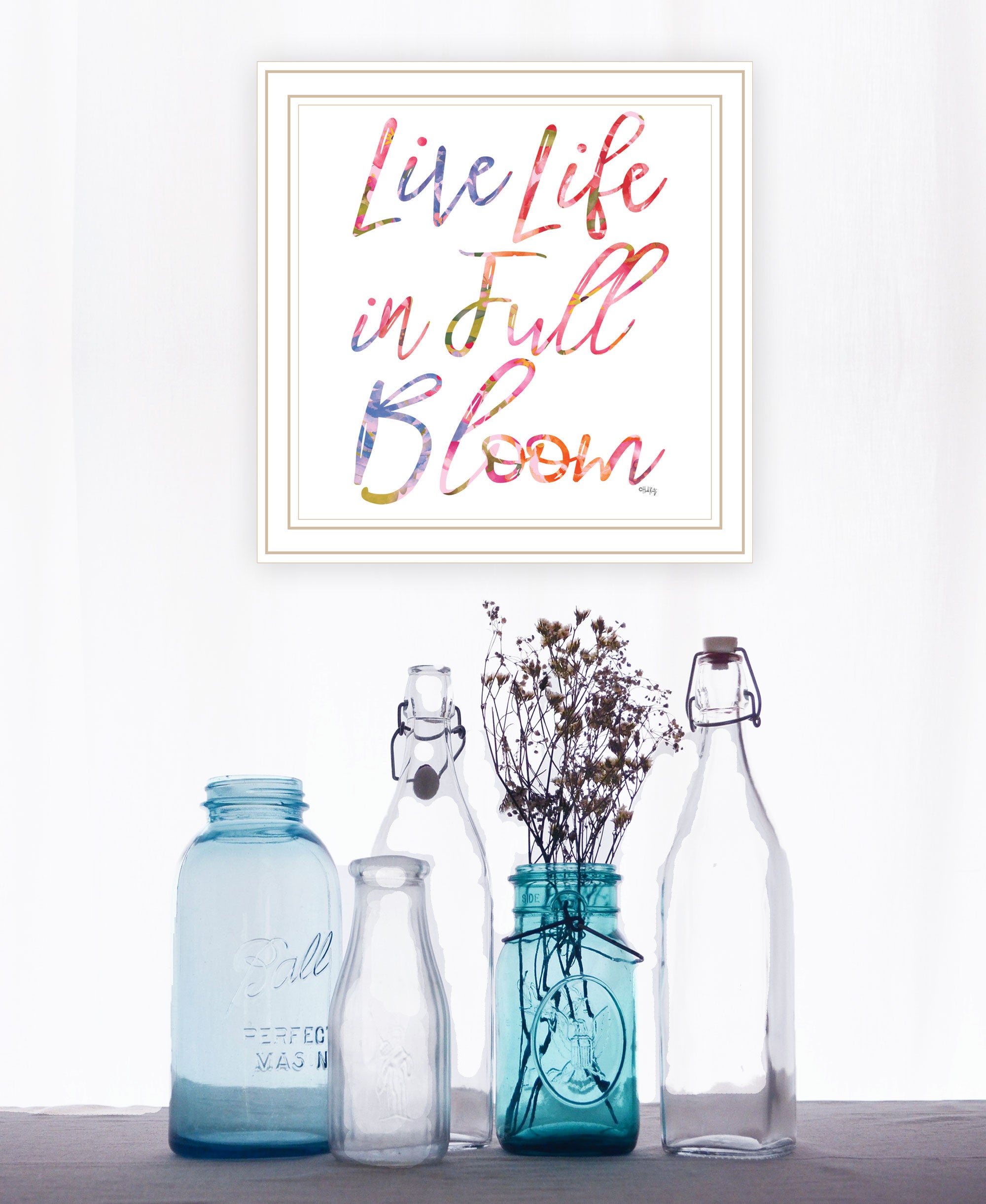 Live Life in Full Bloom Black Framed Print Wall Art