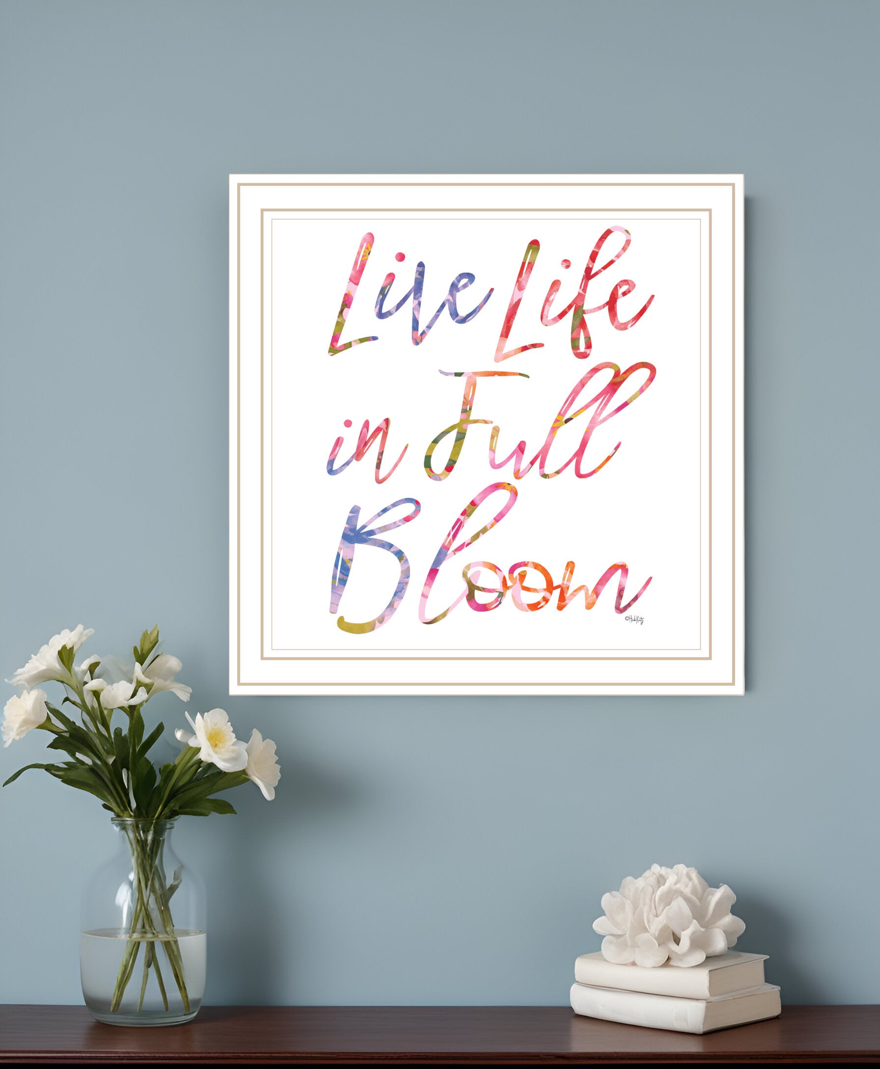 Live Life in Full Bloom Black Framed Print Wall Art