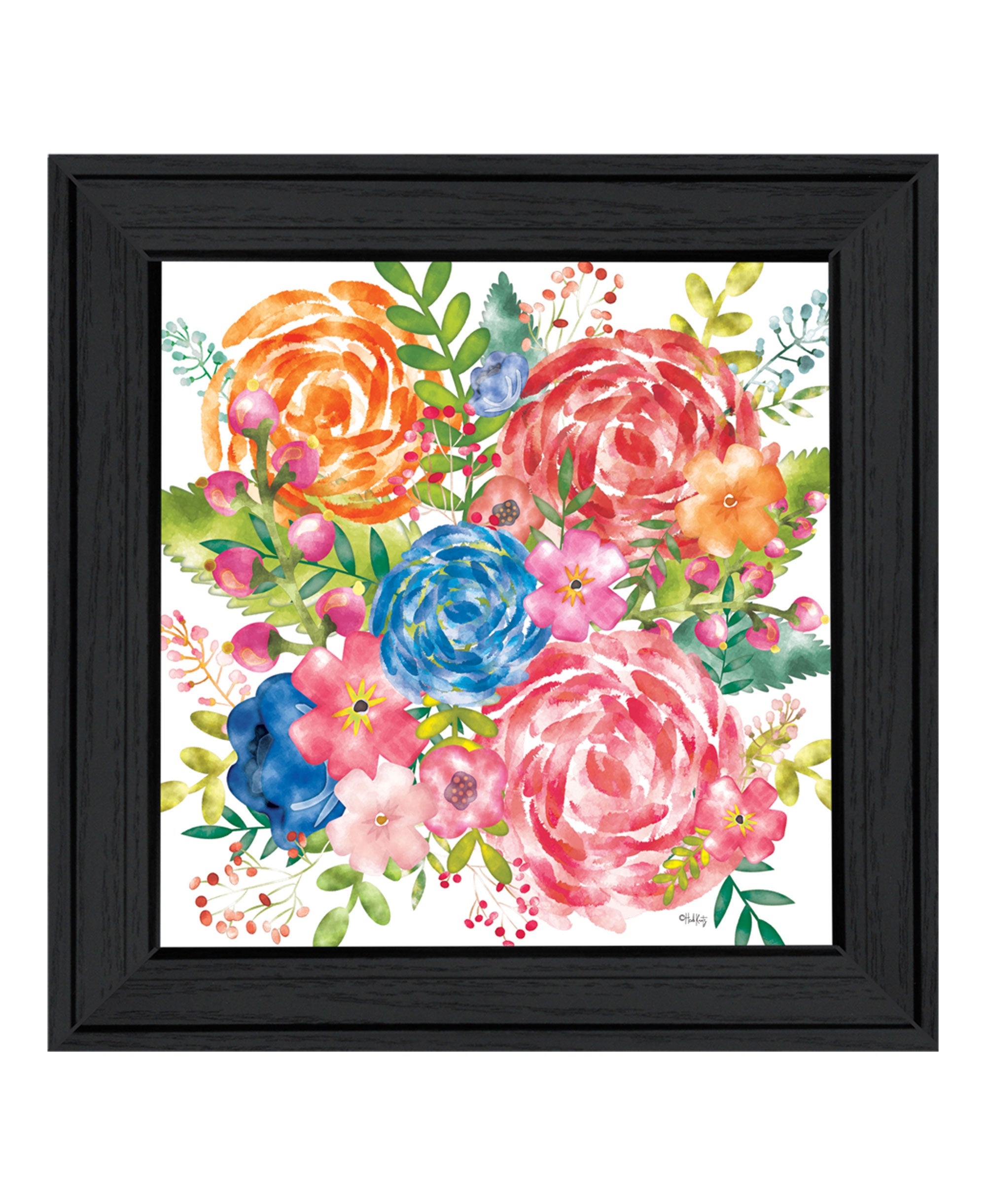 Spring Floral Black Framed Print Wall Art