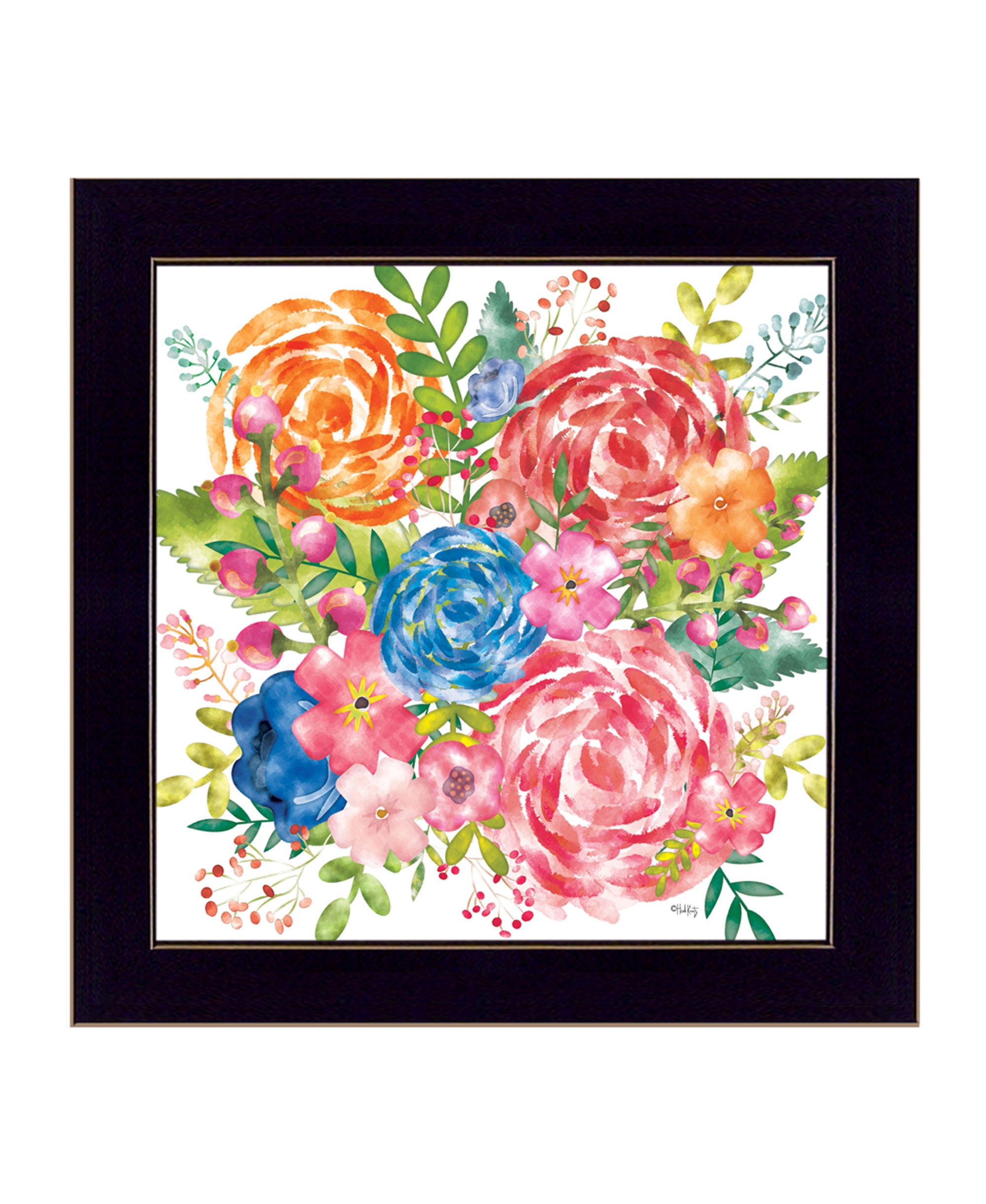 Spring Floral Black Framed Print Wall Art