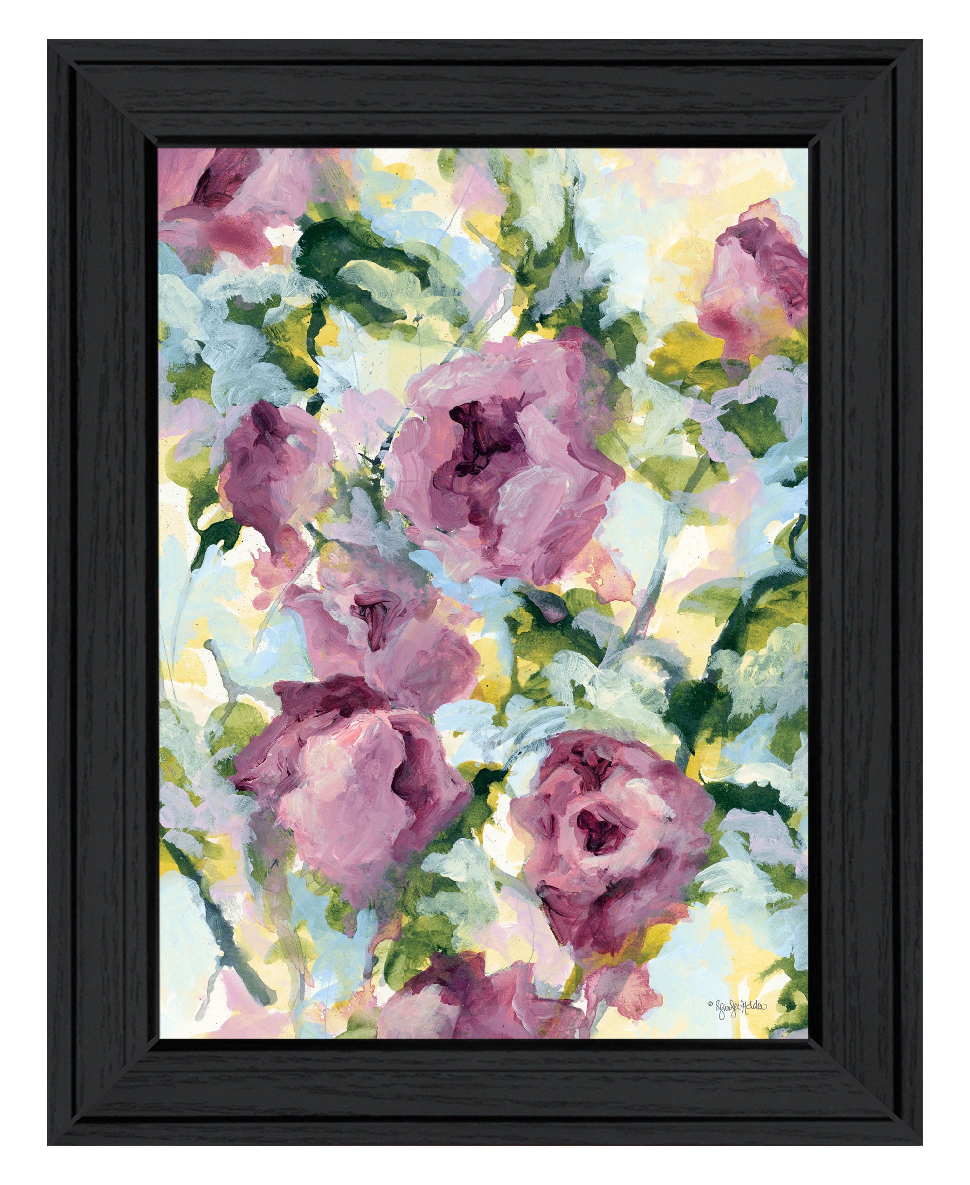 Abstract Floral Black Framed Print Wall Art