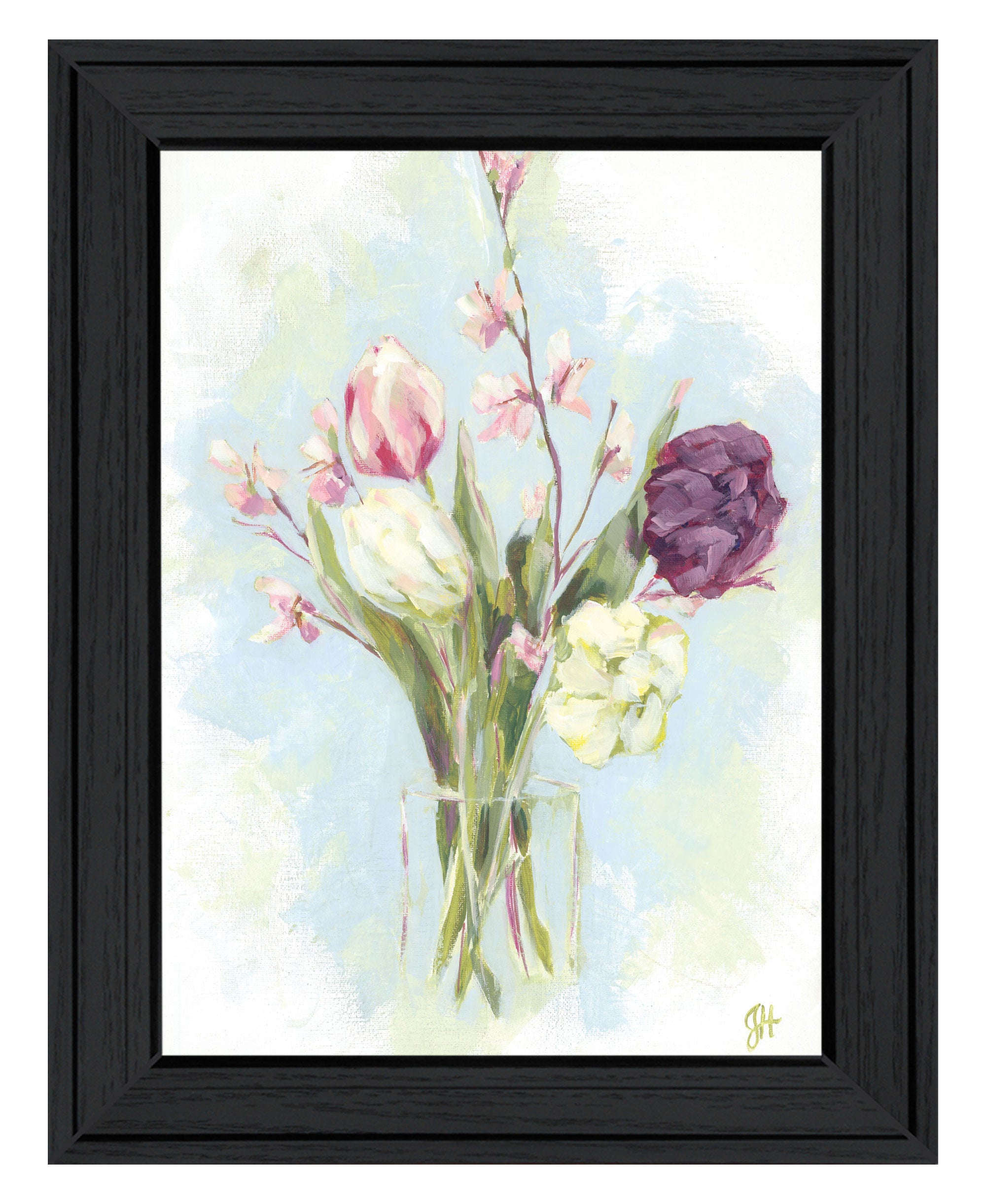 Flower Farm Bouquet Black Framed Print Wall Art