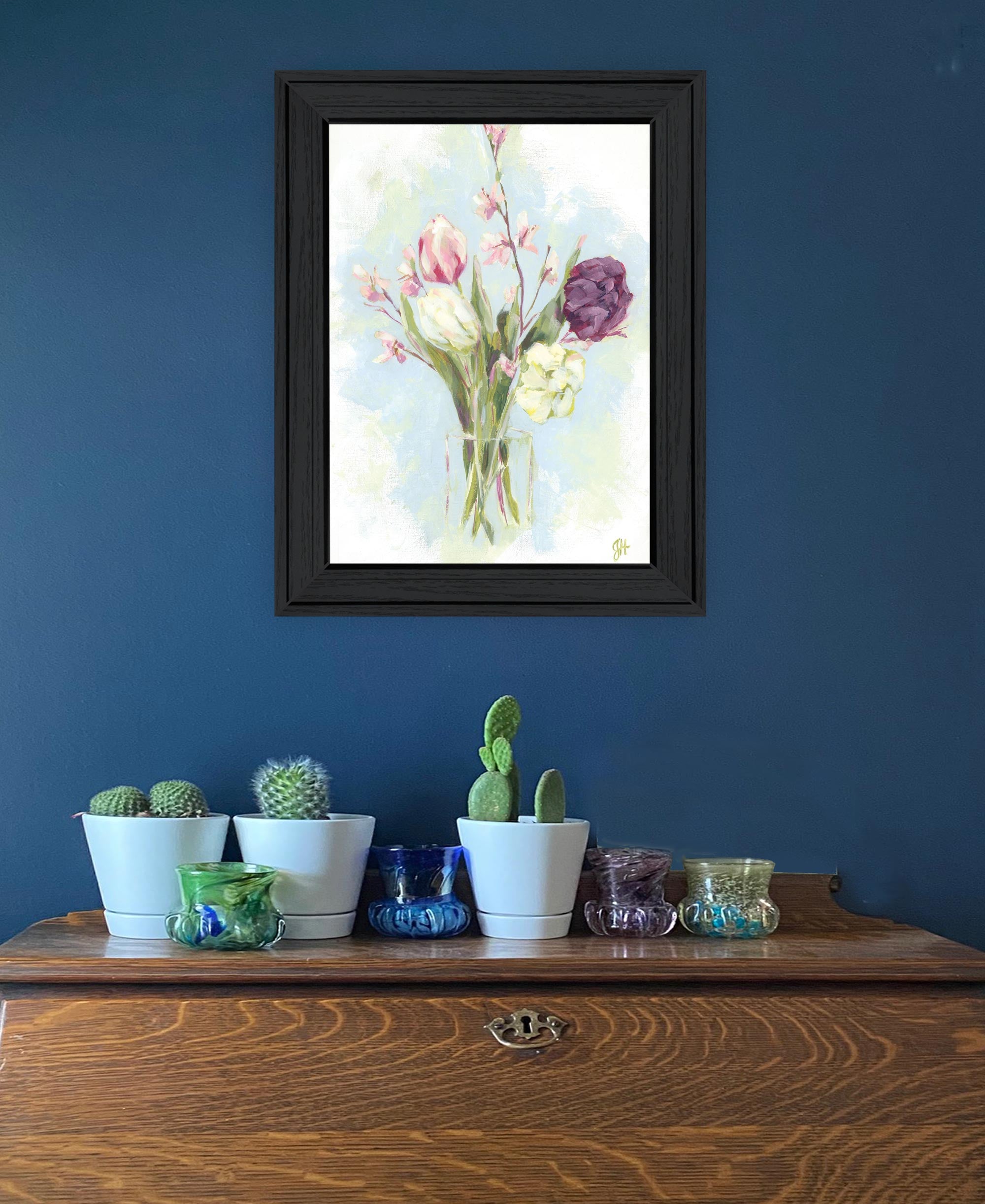 Flower Farm Bouquet Black Framed Print Wall Art