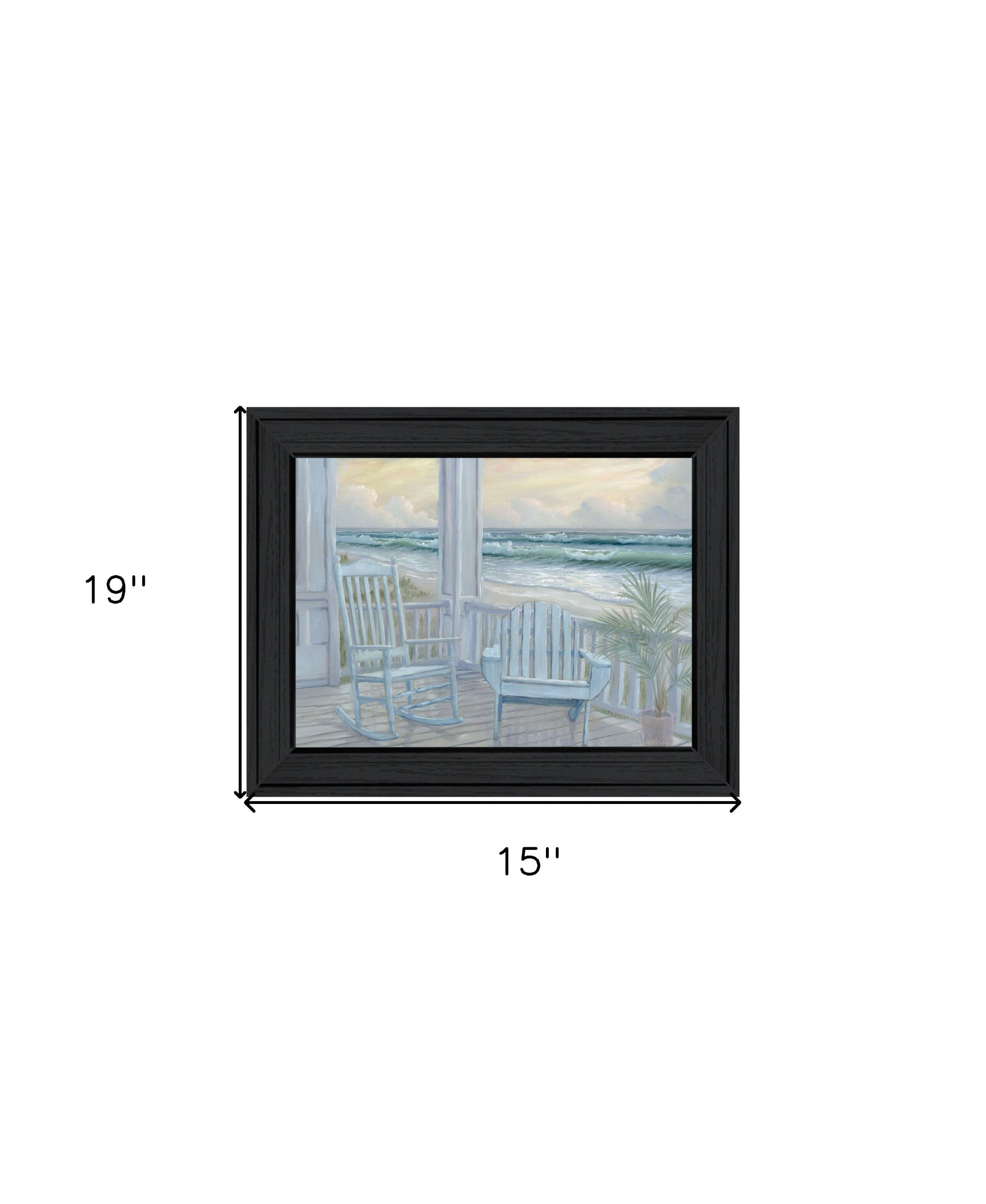 Coastal Porch Black Framed Print Wall Art