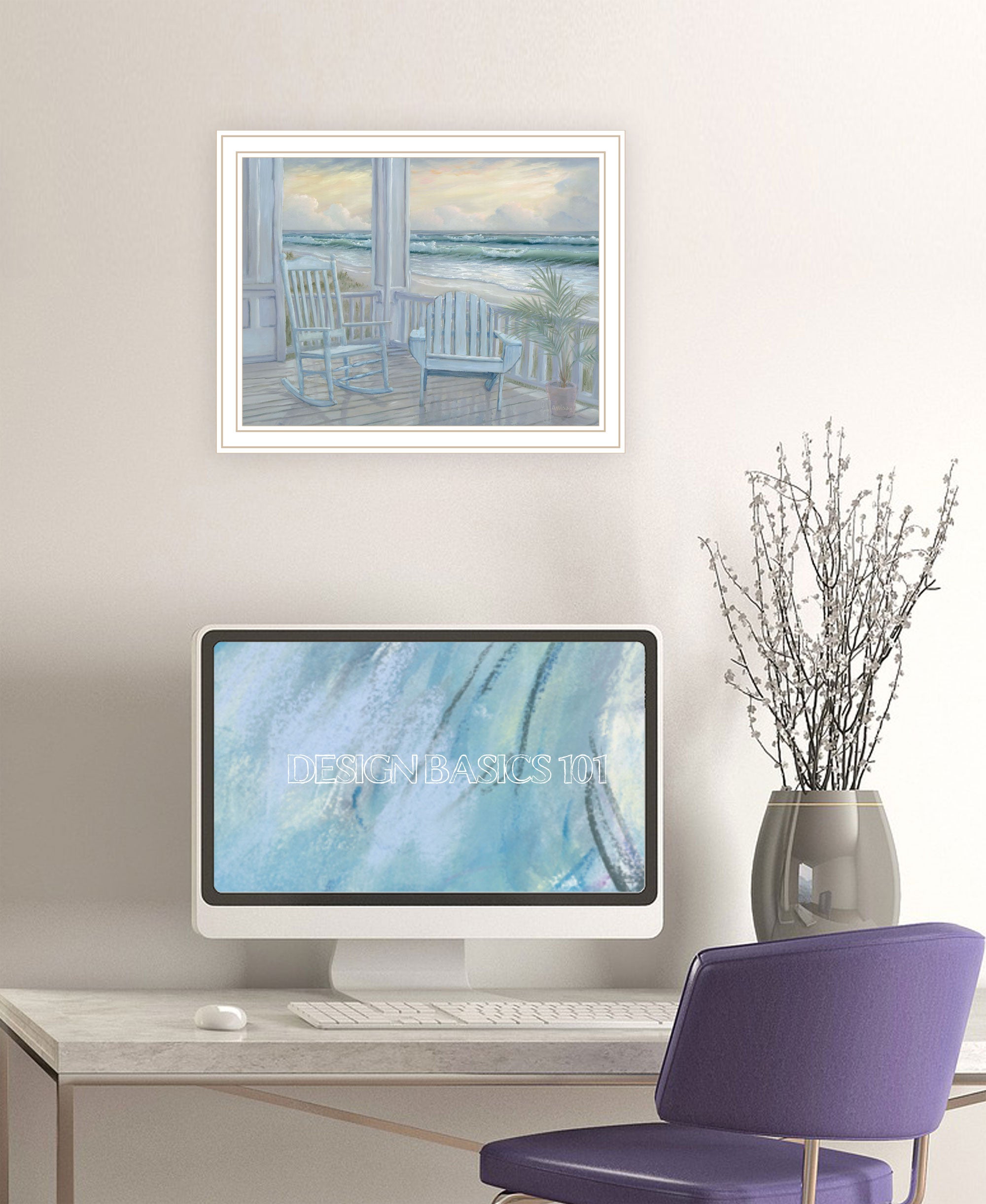 Coastal Porch Black Framed Print Wall Art