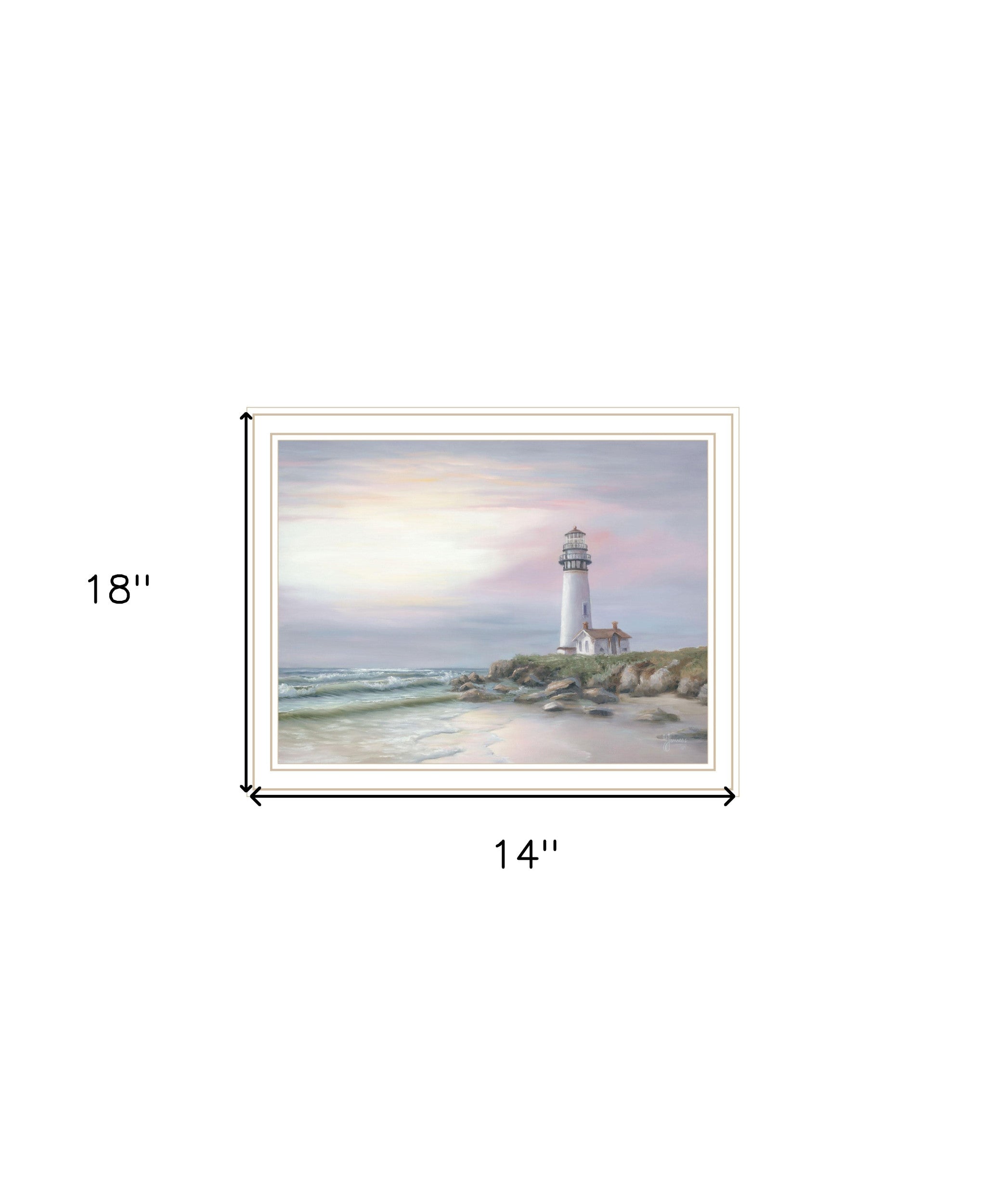 Lighthouse at Sunset Black Framed Print Wall Art