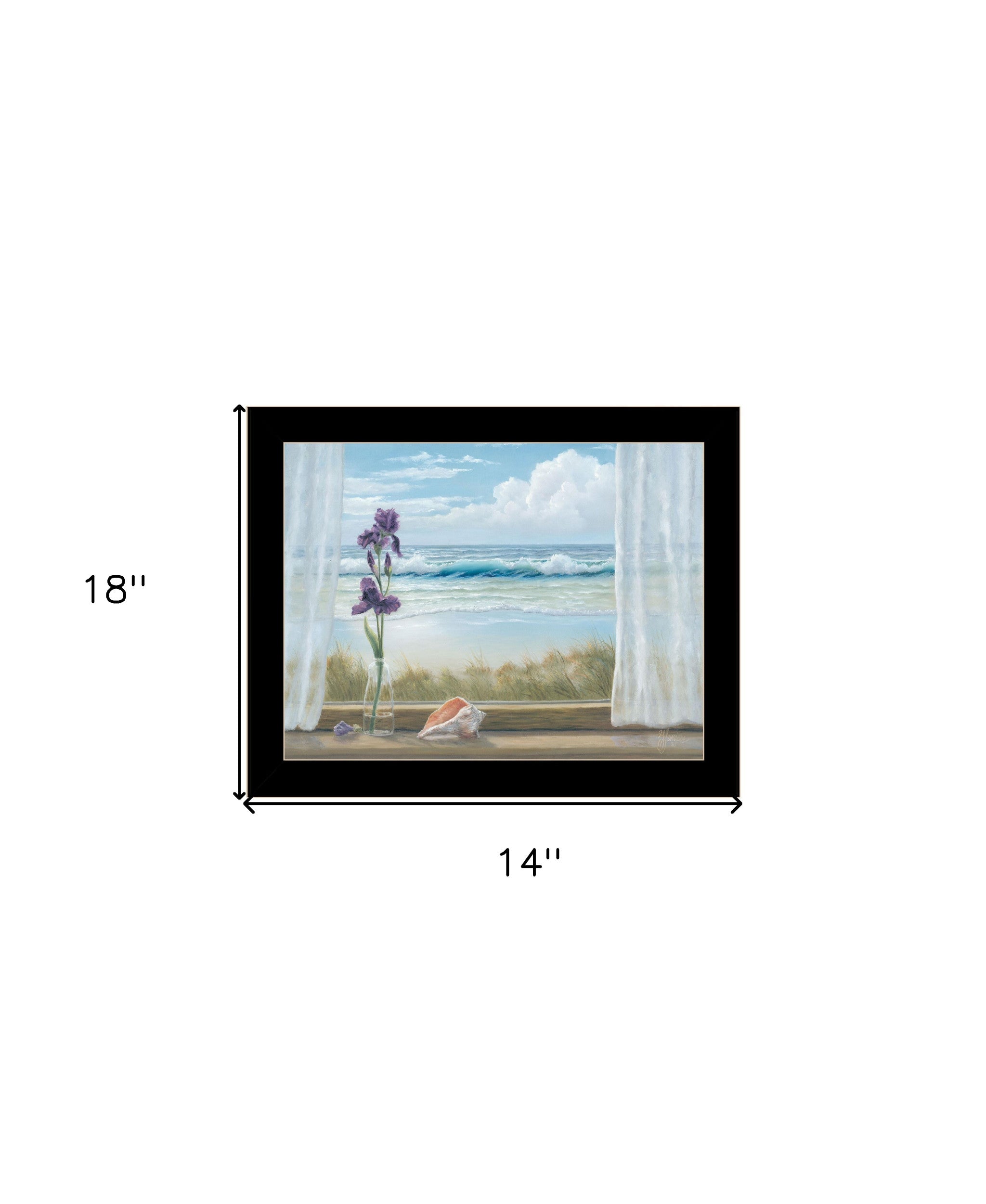 Irises on Windowsill Black Framed Print Wall Art