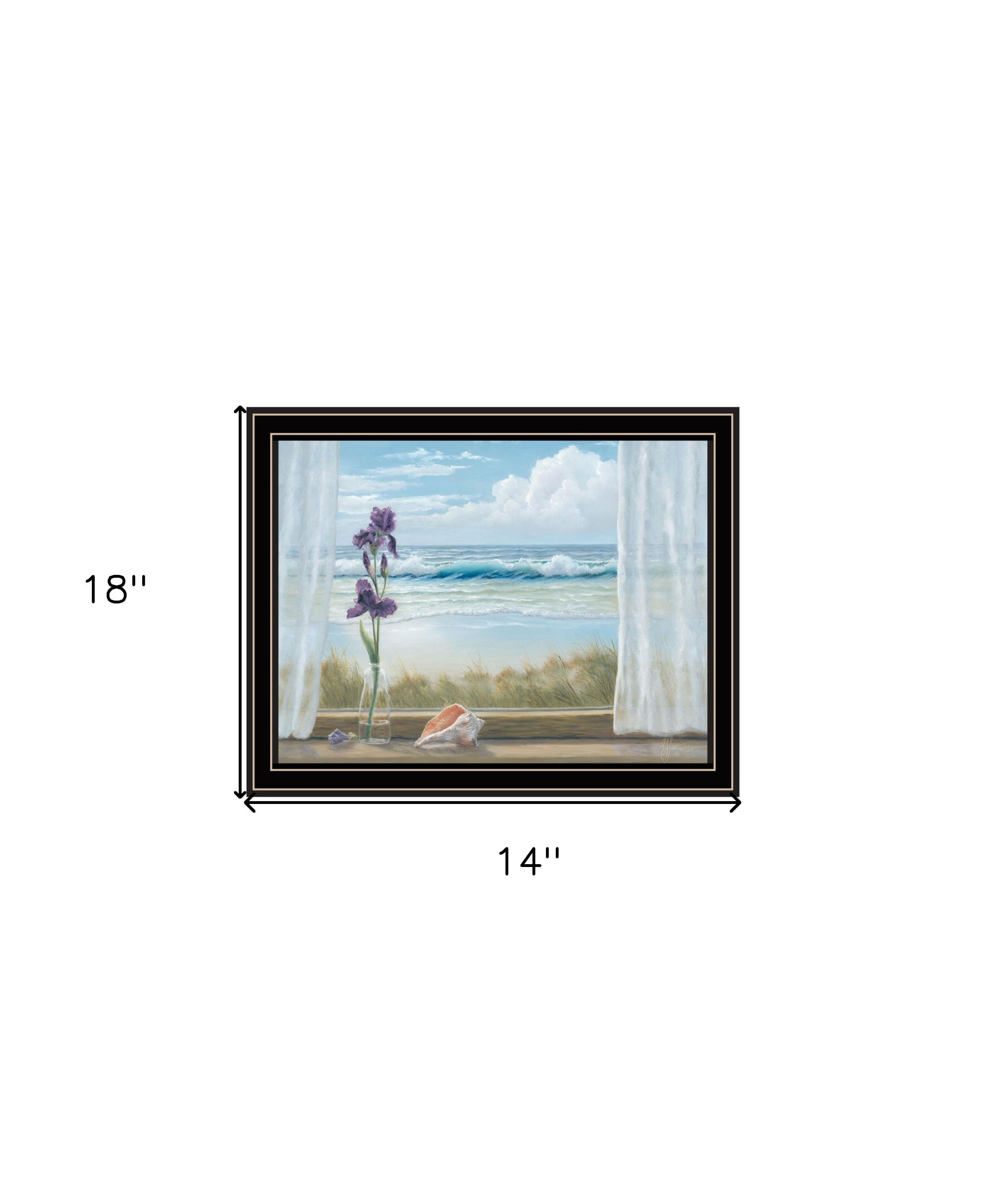 Irises on Windowsill Black Framed Print Wall Art