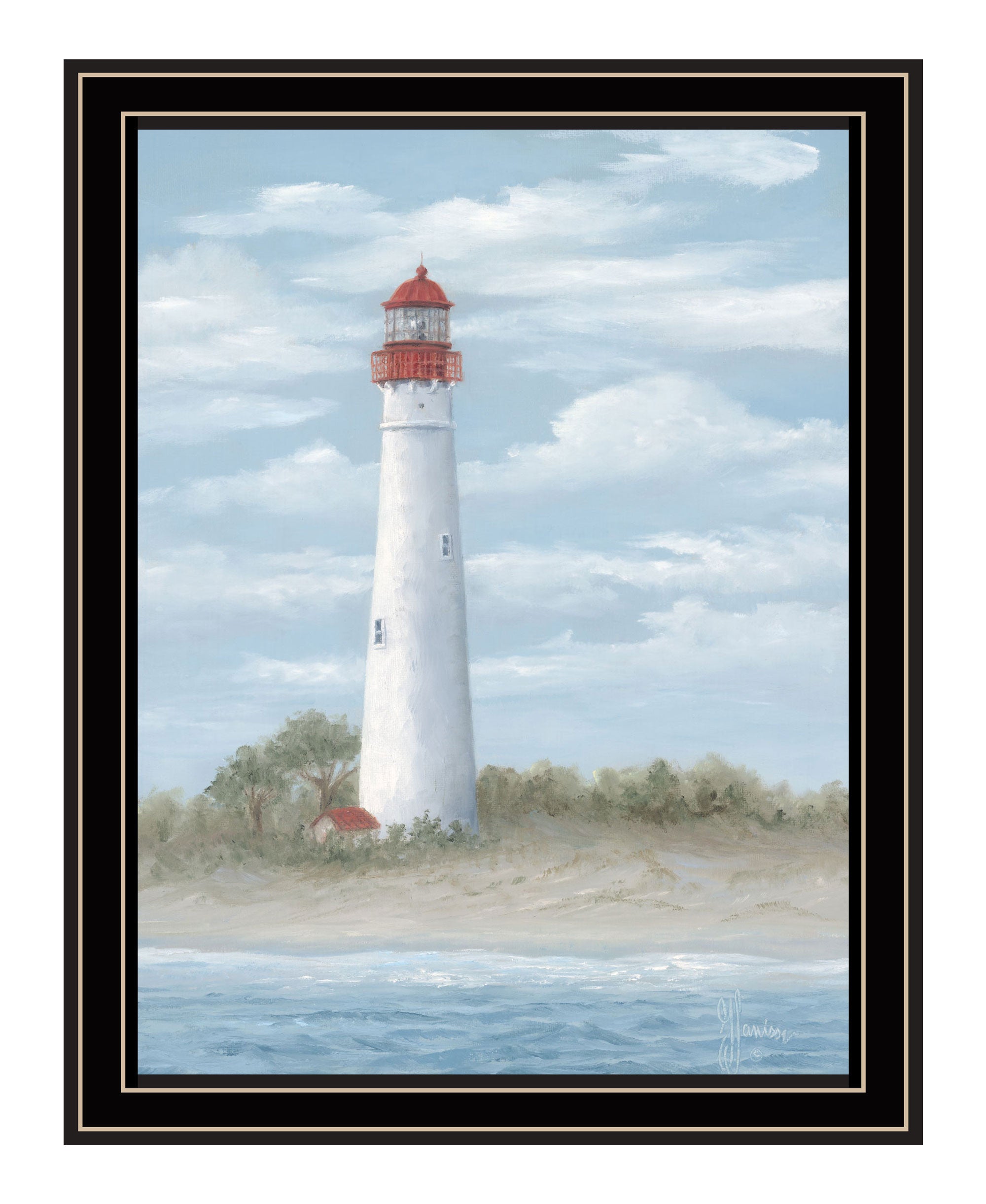 Cape May Light Black Framed Print Wall Art