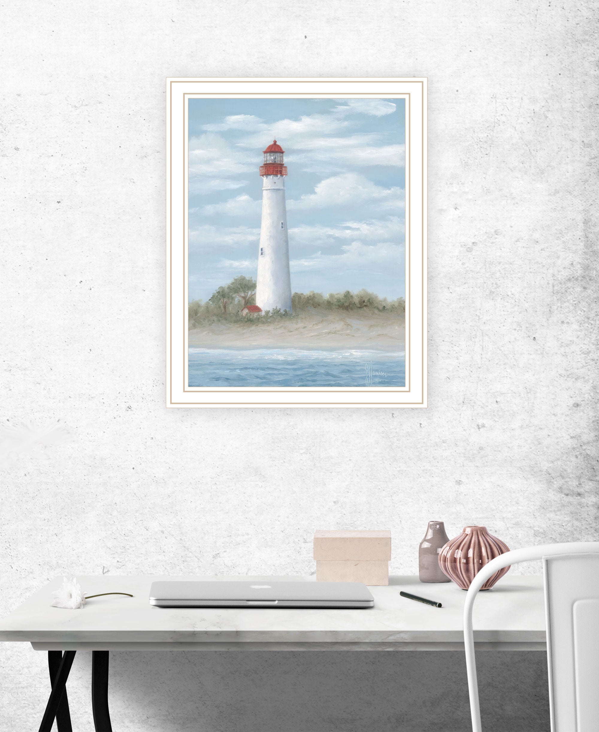 Cape May Light Black Framed Print Wall Art