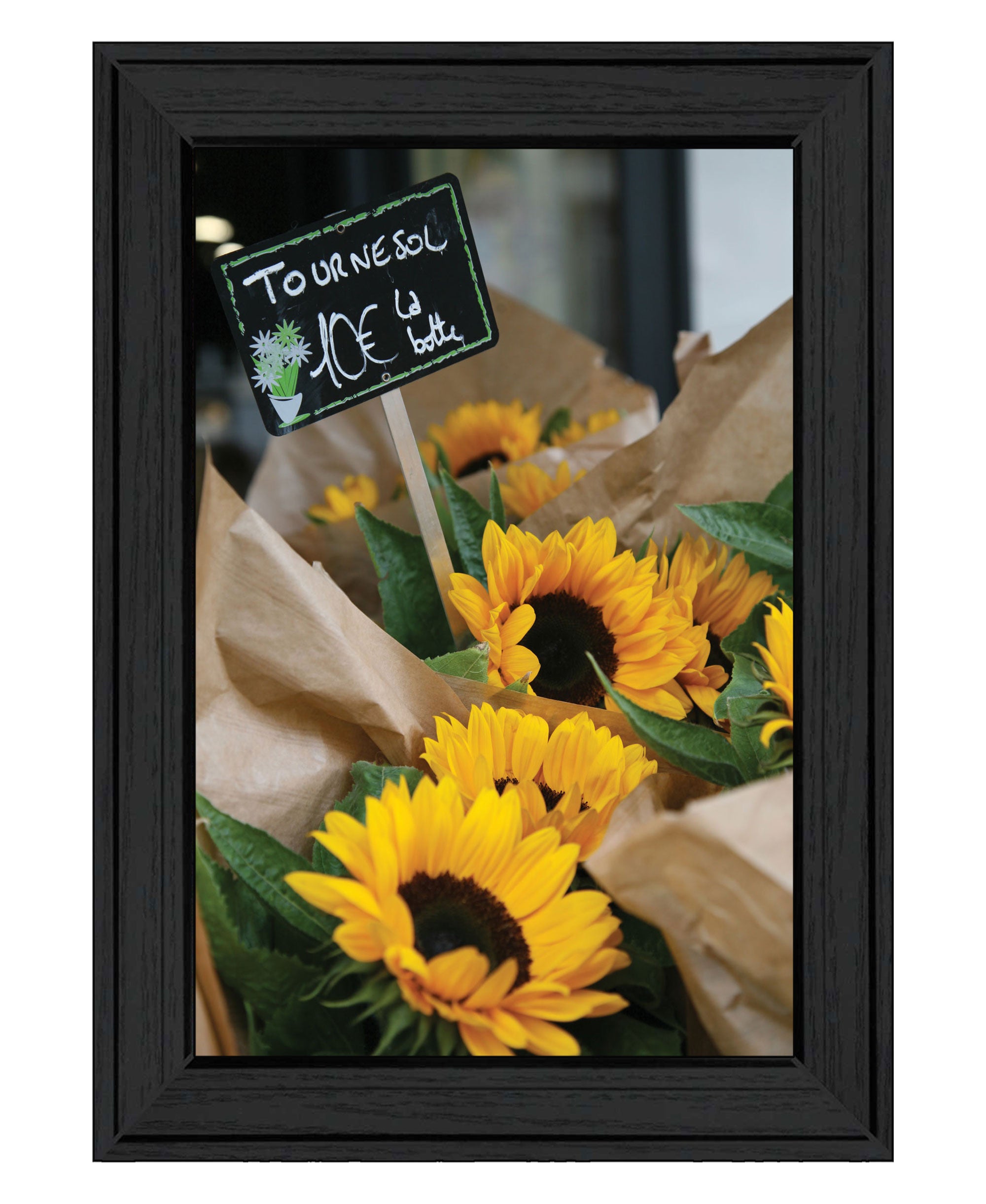 Sunflower Bouquet Black Framed Print Wall Art