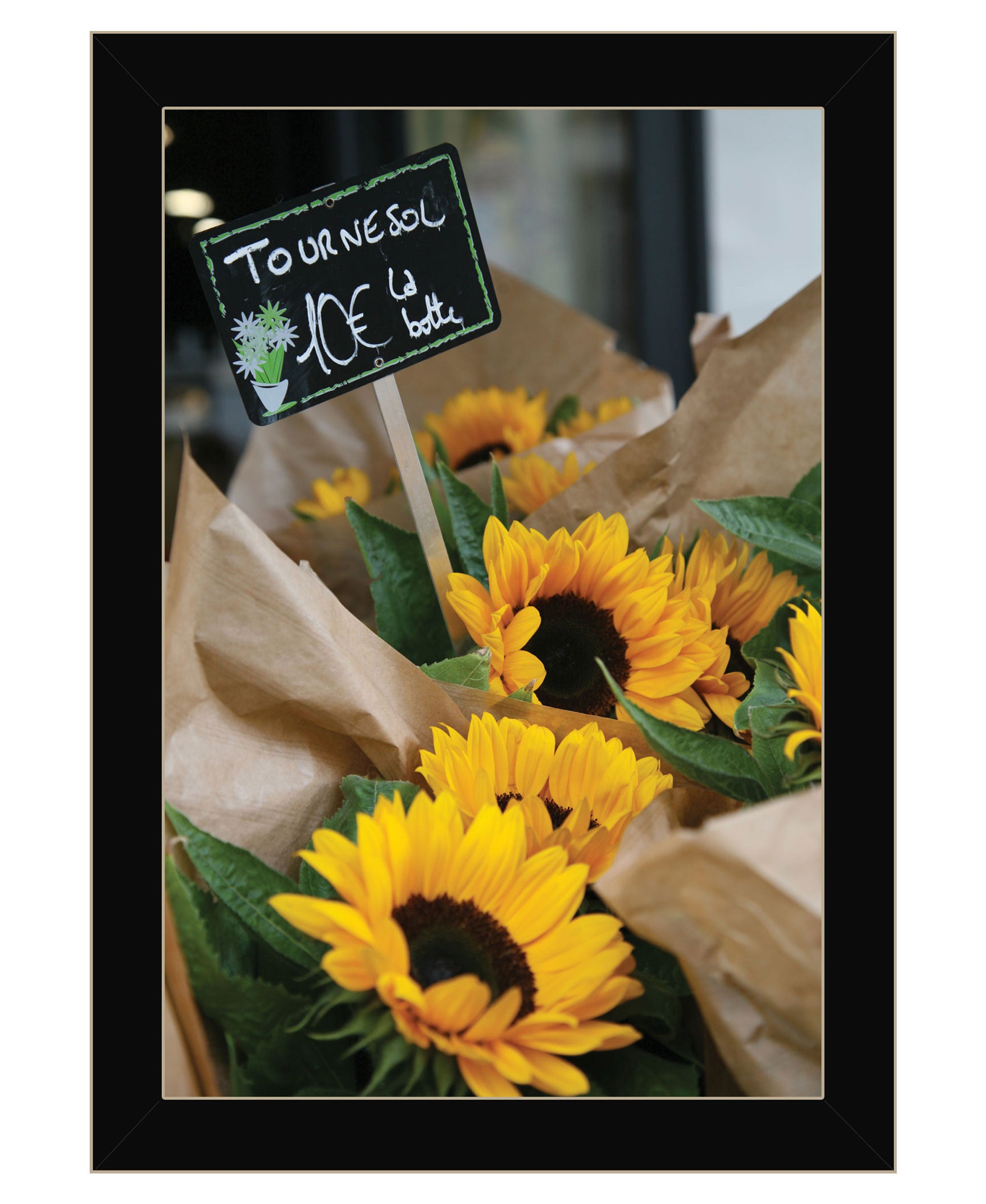 Sunflower Bouquet Black Framed Print Wall Art