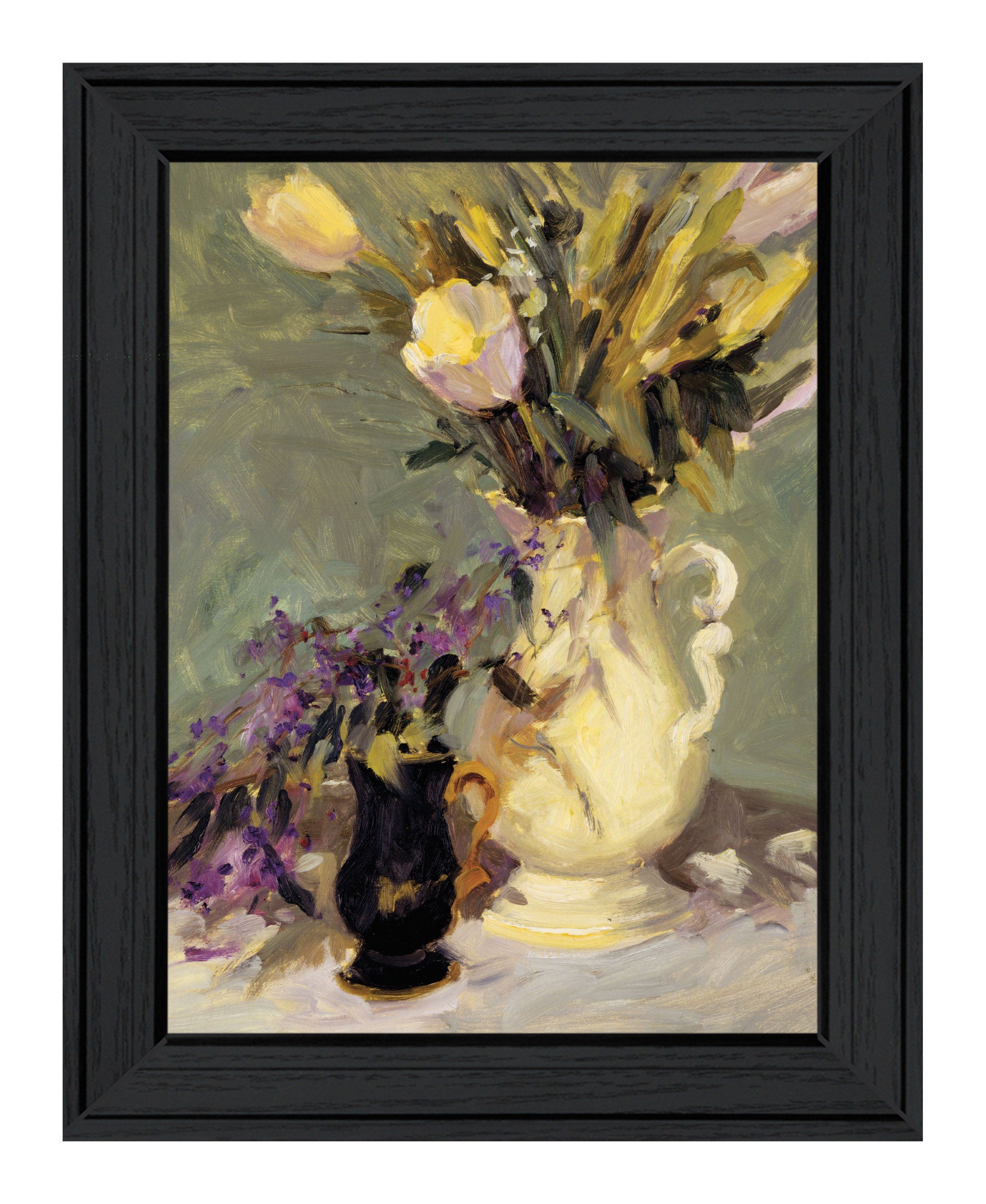 Tulips a Lavender Black Framed Print Wall Art