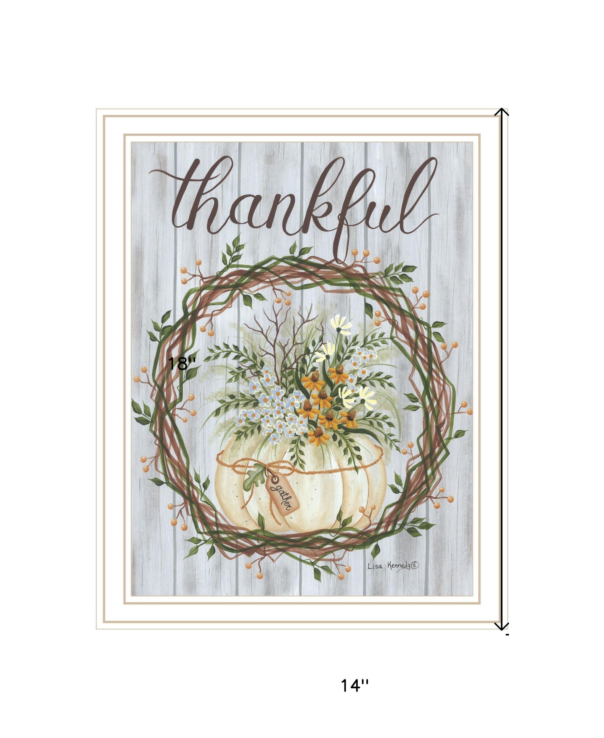 Thankful Wreath Black Framed Print Wall Art