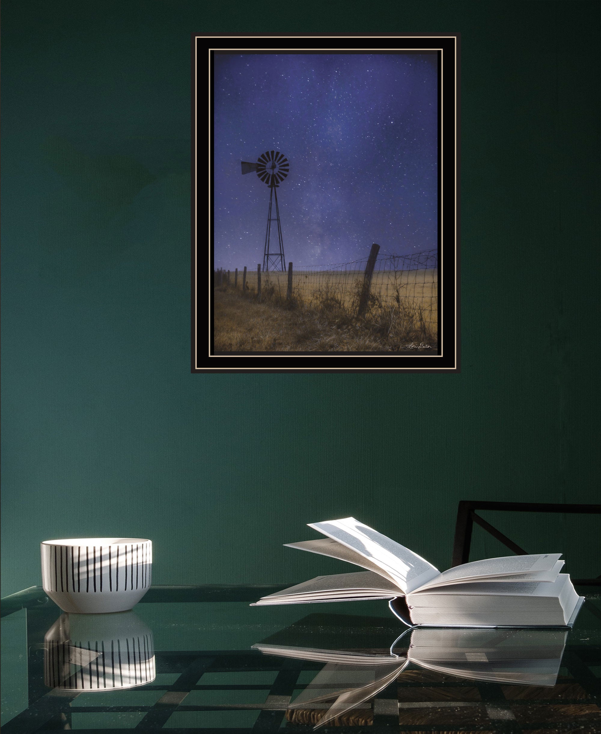 Starlit Night Black Framed Print Wall Art