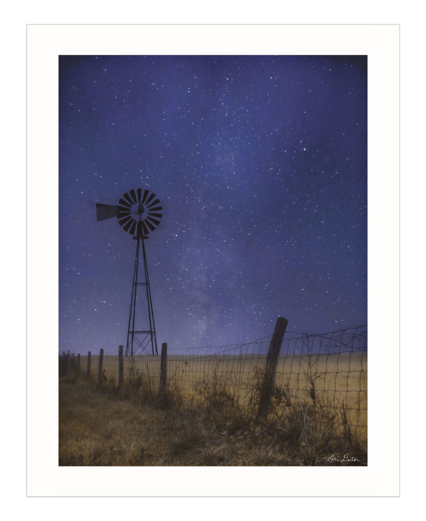 Starlit Night White Framed Print Wall Art