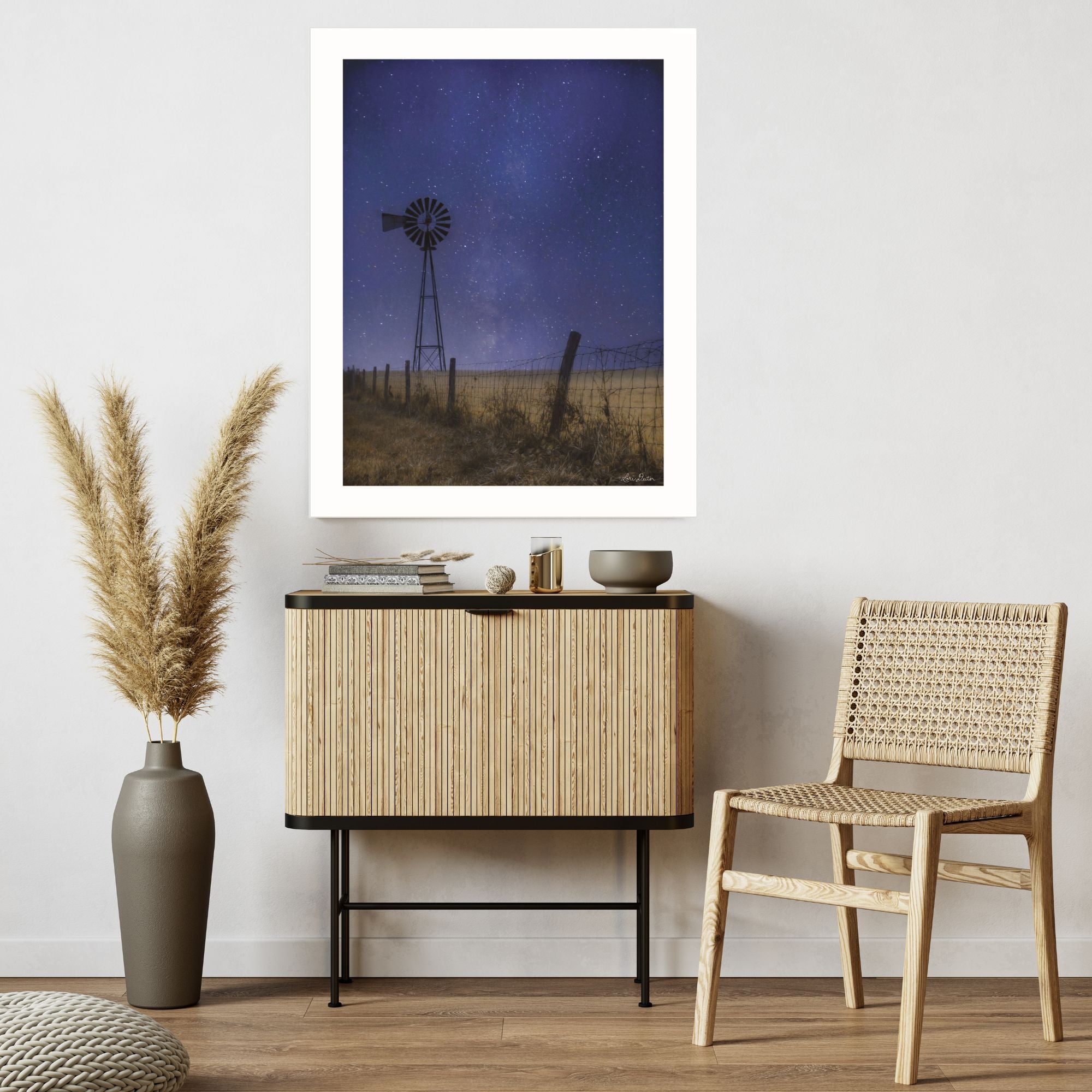 Starlit Night White Framed Print Wall Art