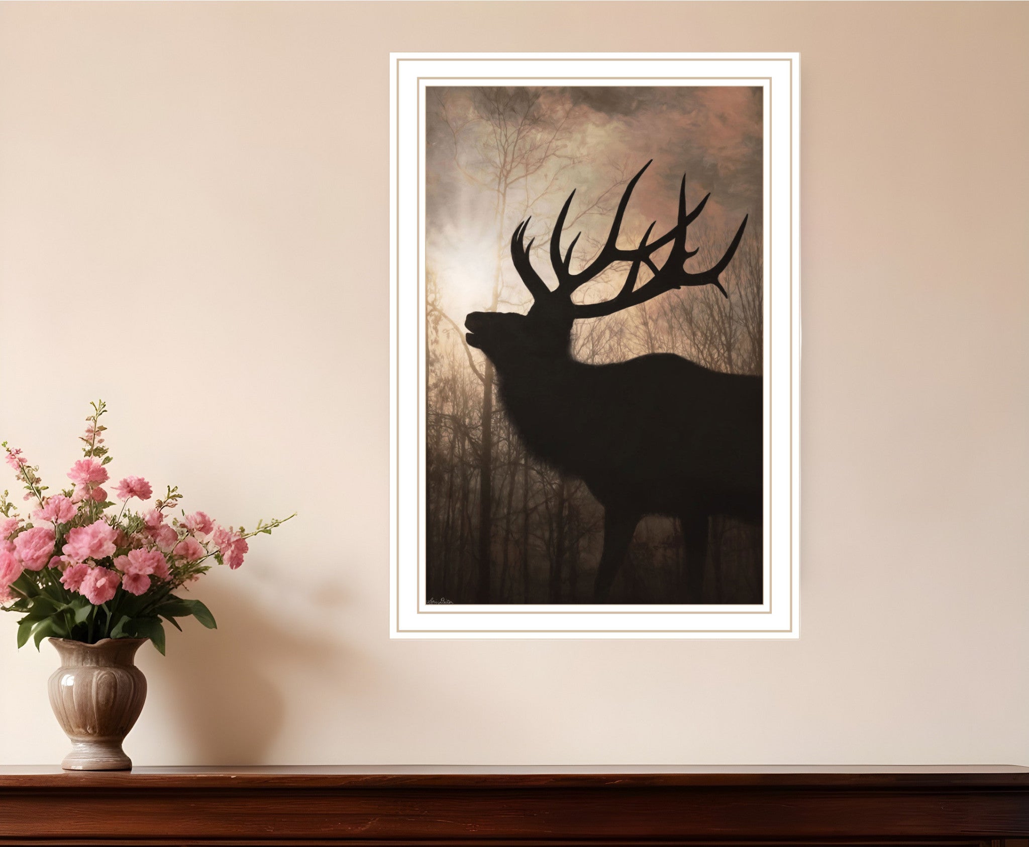 Elk Sunrise Black Framed Print Wall Art