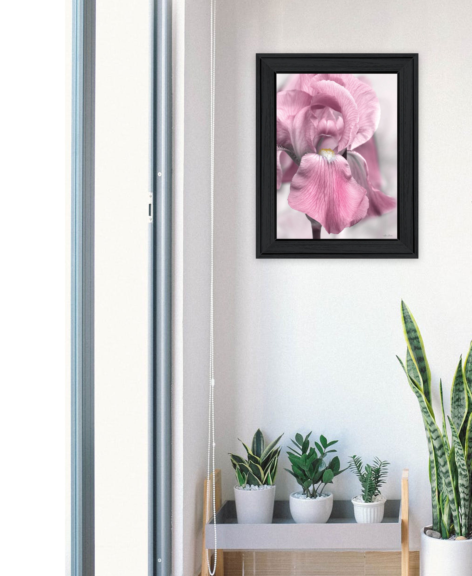 Pink Iris Black Framed Print Wall Art