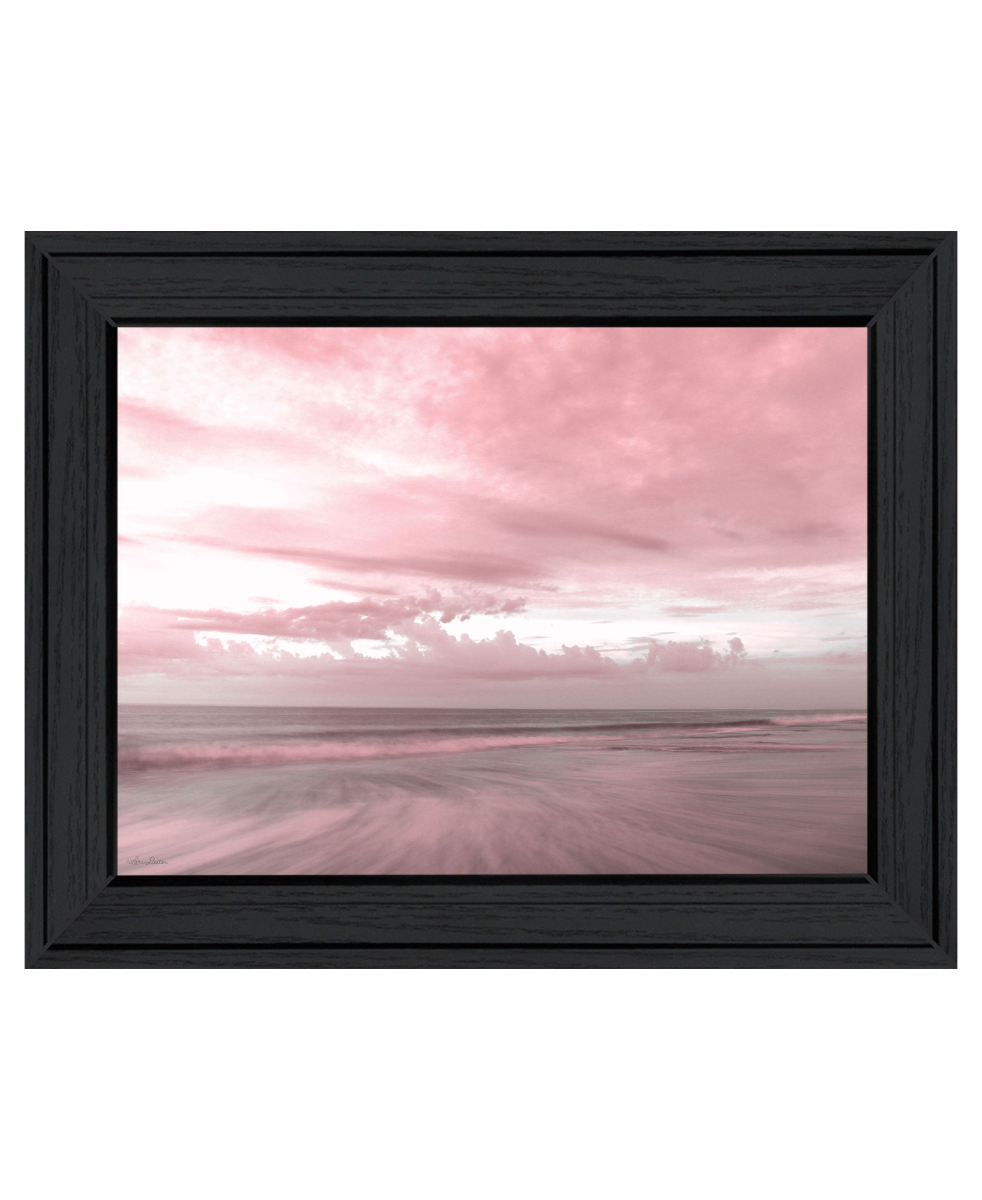 Pink Beach Emotions Black Framed Print Wall Art